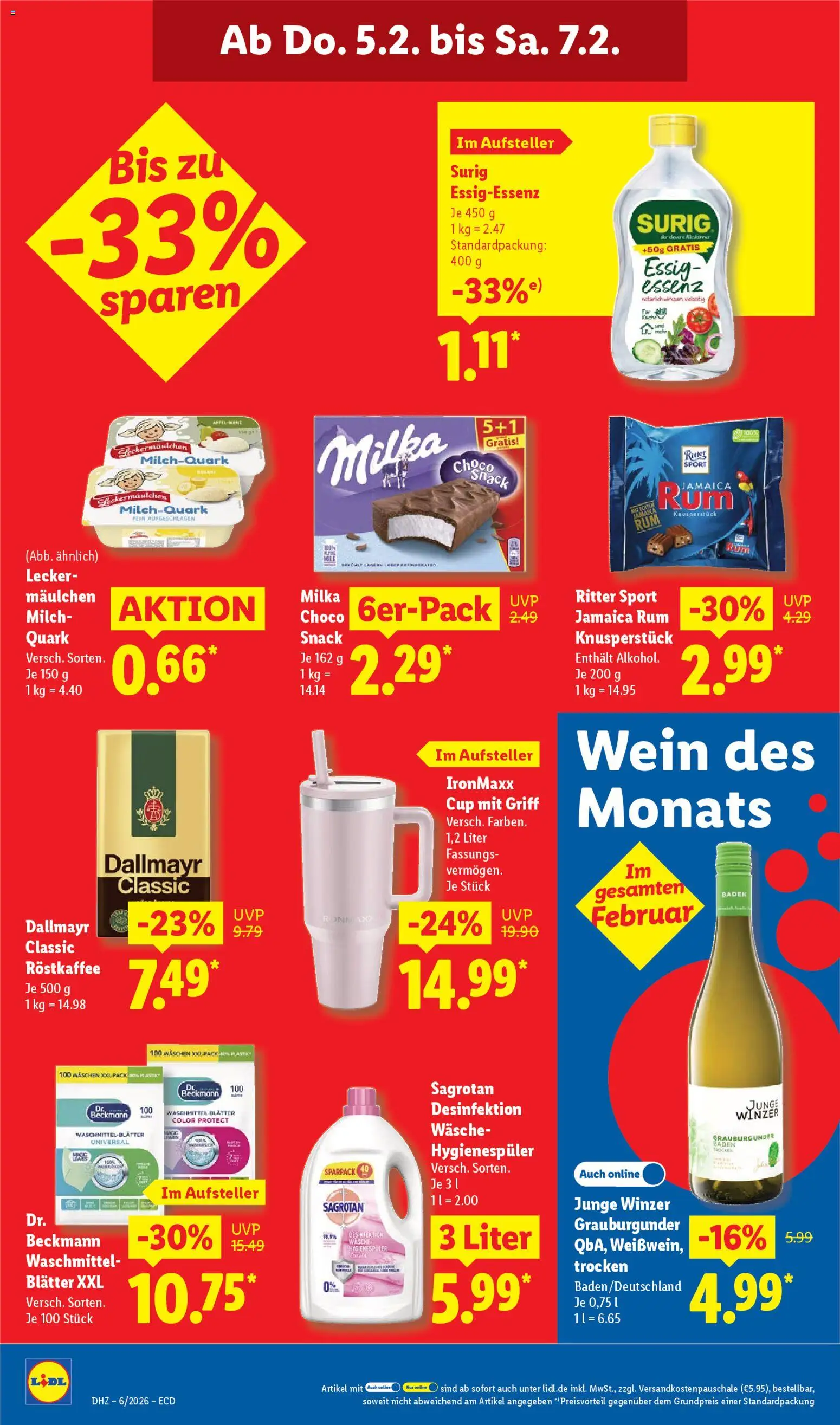 Lidl - Prospekt – gültig ab 02.02.2026 | Seite: 62 | Produkte: Quark, Rum, Ritter sport, Waschmittel
