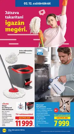 Lidl Akciós újság - amely érvényes a következő dátumtól: 12.02.2026 | Oldal: 22 | Termékek: Gőztisztító, Kézi gőztisztító, Felmosófej, Vileda