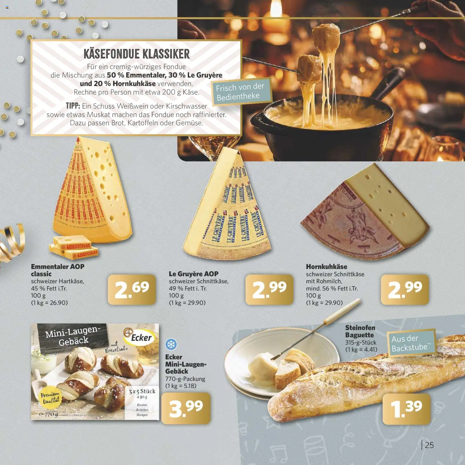Combi - Festliche Momente – gültig ab 24.11.2025 | Seite: 25 | Produkte: Weißwein, Baguette, Gemüse, Fondue