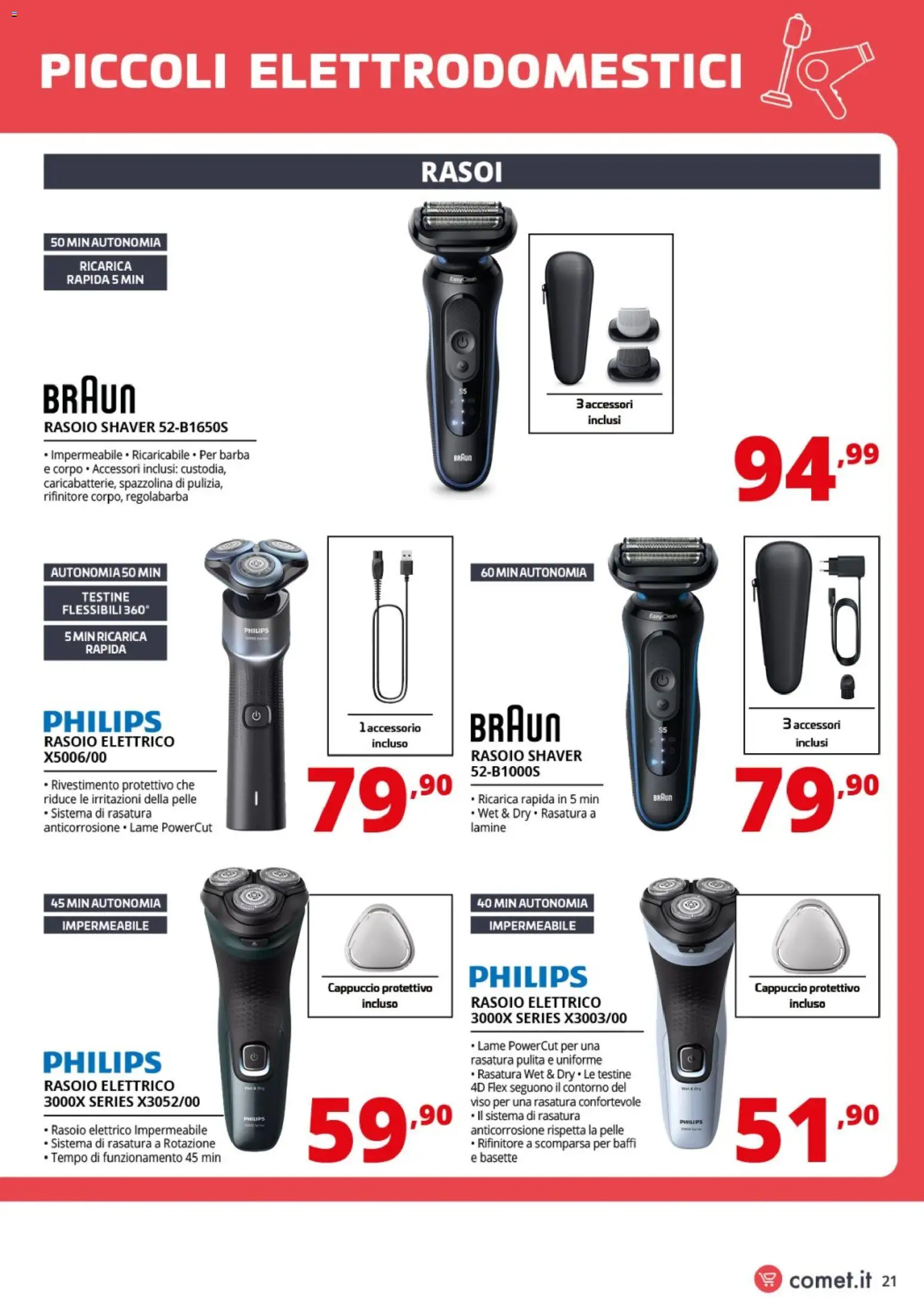 Volantino Comet del 06.03.2026 | Pagina: 21 | Prodotti: Rasoio, Regolabarba, Cappuccio, Rasoio elettrico