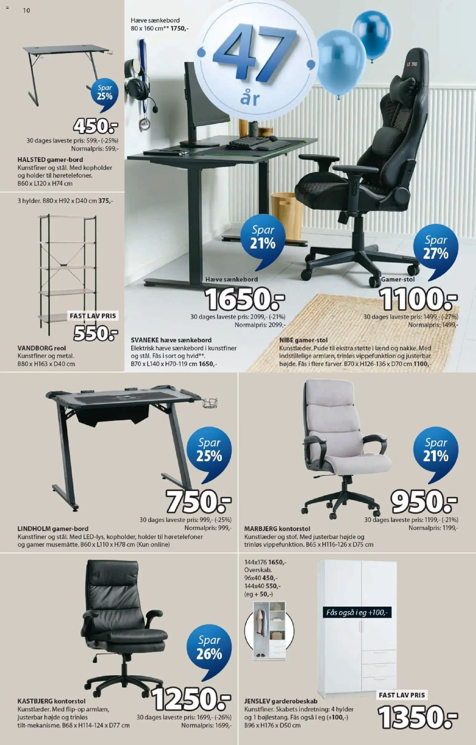 JYSK tilbudsavis – gyldig fra 17.04.2026 | Side: 10 | Produkter: Pude, Kontorstol, Høretelefoner