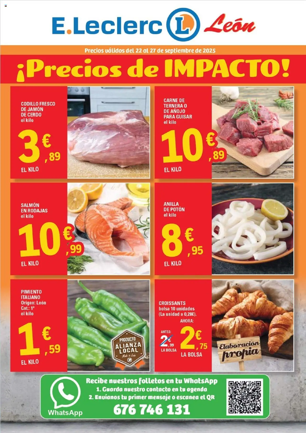 E.Leclerc folleto │ válido desde el 22.09.2025 | Página: 1 | Productos: Jamón, Cerdo, Κάδος απορρυμάτων, Bolsa