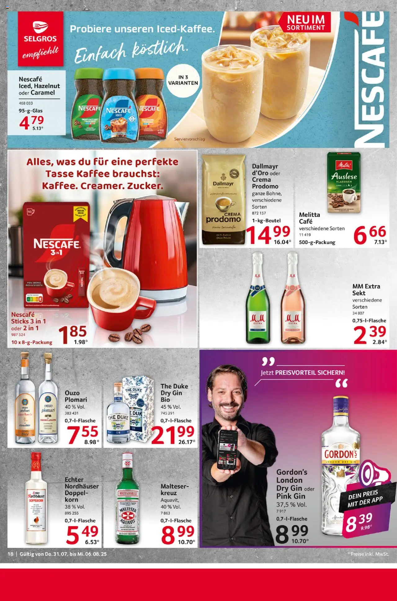 Selgros Prospekt 	 - gültig ab dem 31.07.2025 | Seite: 18 | Produkte: Nescafe, Ouzo, Kaffee, Likör