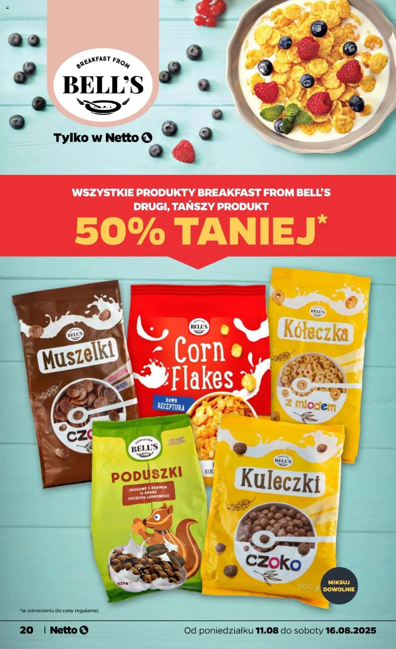 Netto gazetka - Spożywcza od 11.08.2025 | Strona: 20 | Produkty: Bell, Corn Flakes