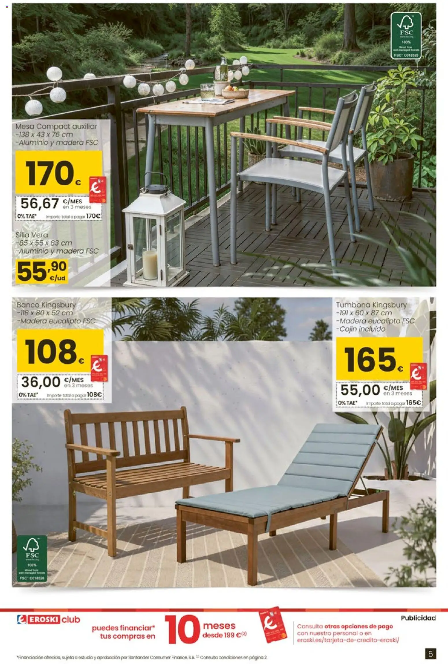 Eroski - Qué oasis │ válido desde el 26.03.2026 | Página: 5 | Productos: Tumbona, Cojín, Mesa, Silla