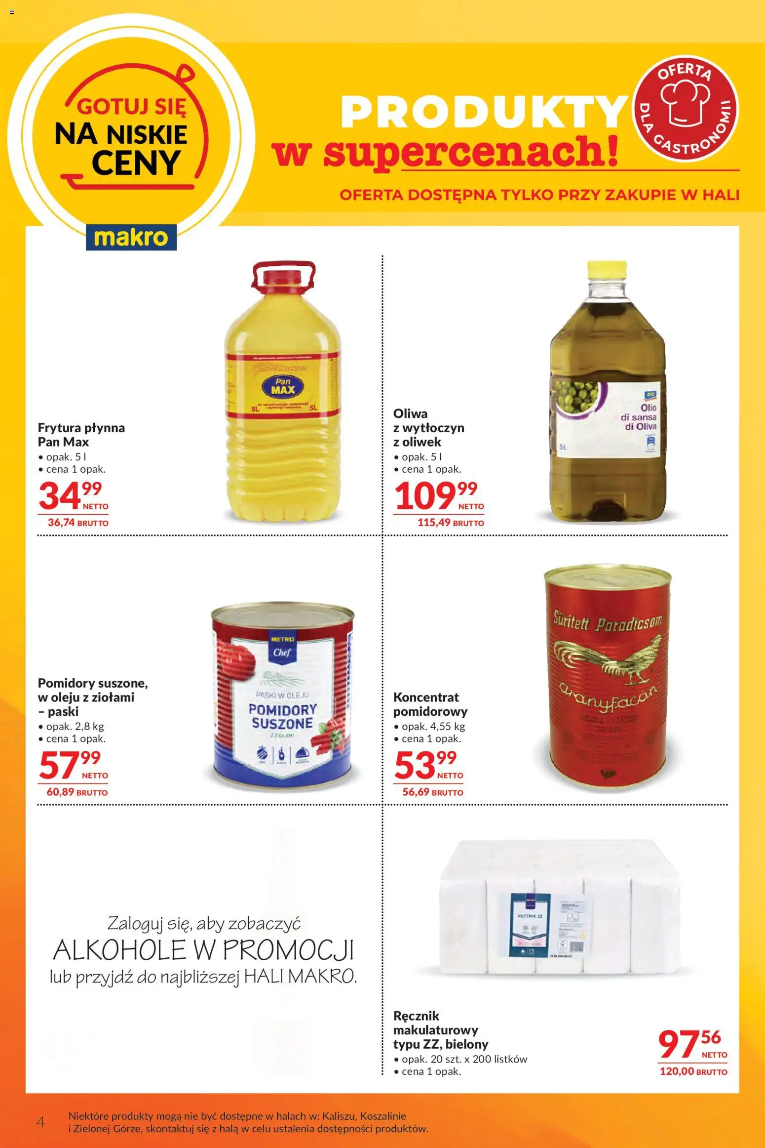 Makro Gazetka - Oferta dla gastronomii od 03.03.2026 | Strona: 4 | Produkty: Frytura, Pomidory suszone, Pomidory