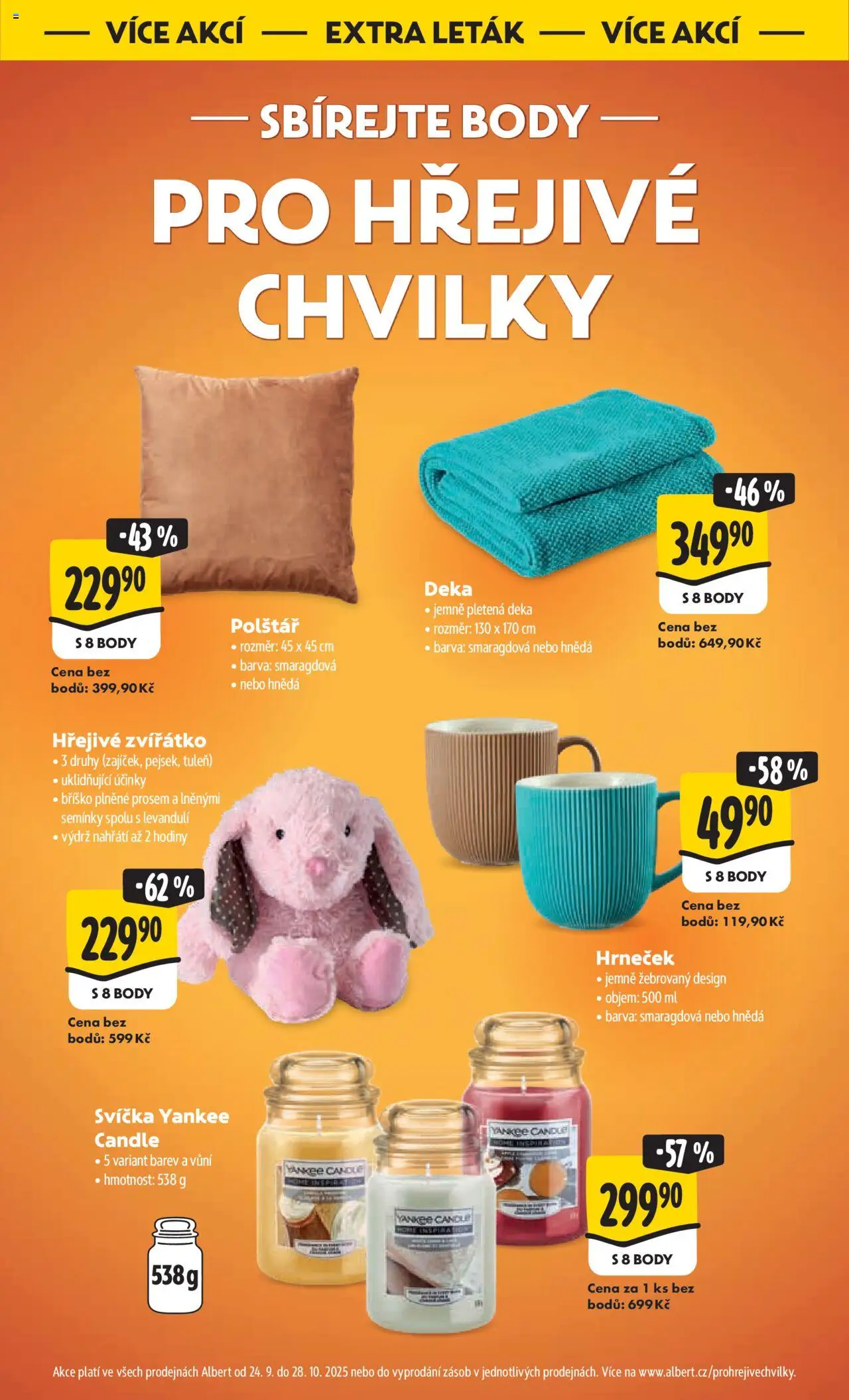 Albert leták - Hypermarket od 15.10.2025 | Strana: 62 | Produkty: Hodiny, Yankee Candle, Deka, Polštář
