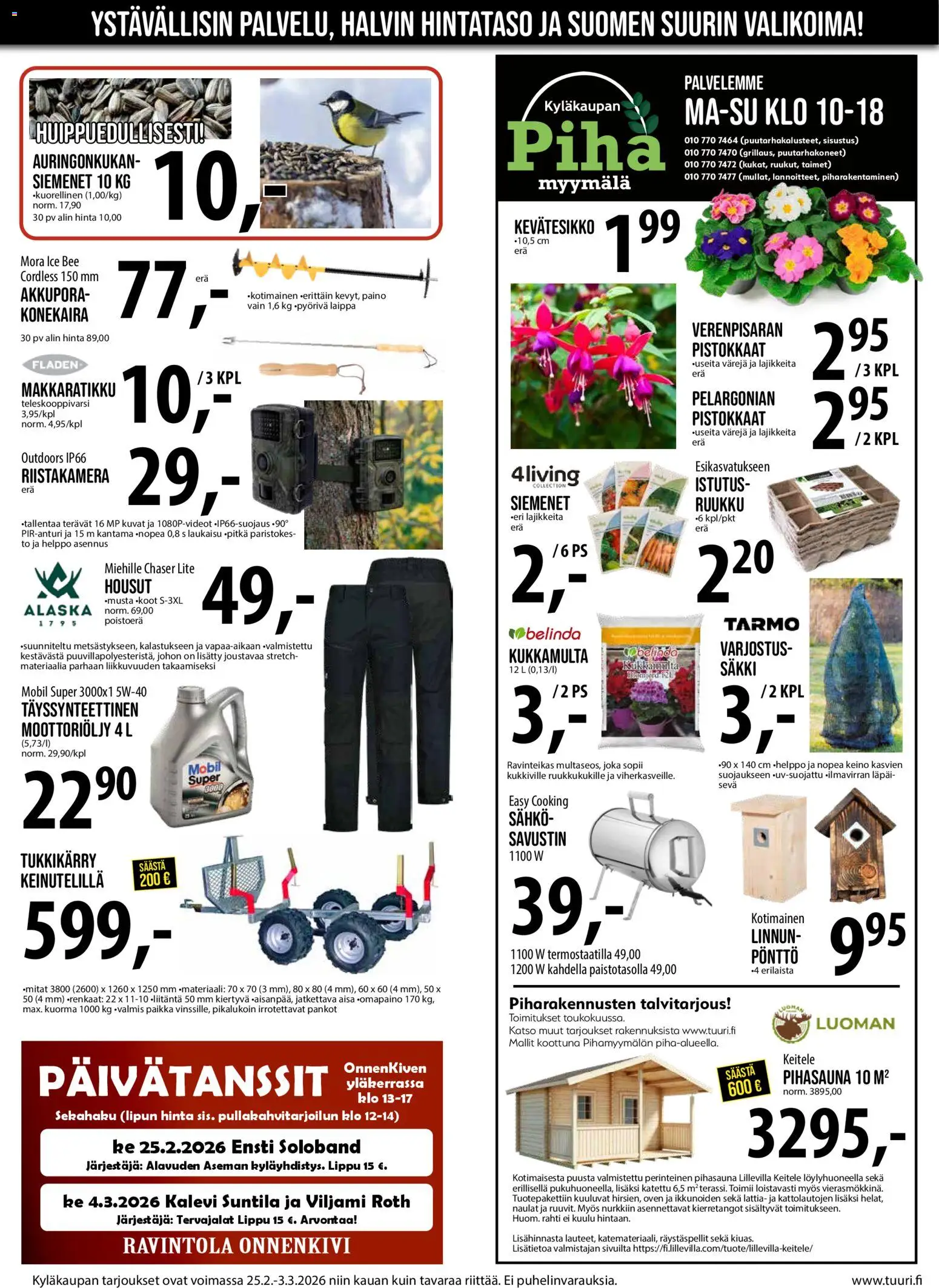 Tuuri tarjoukset – voimassa 25.02.2026 alkaen | Sivu: 6 | Tuotteet: Moottoriöljy, Naulat, Siemenet, Housut