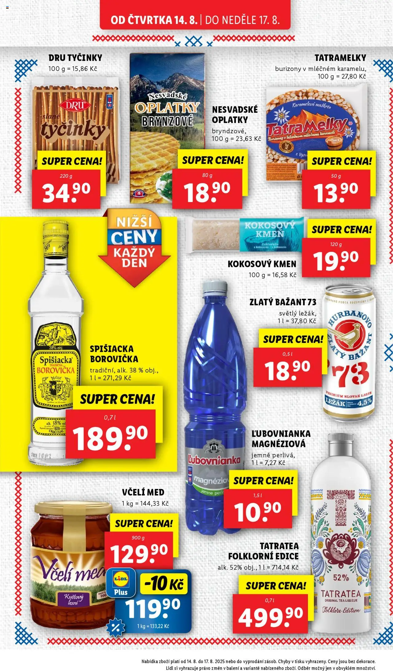 Lidl leták od 14.08.2025 | Strana: 26 | Produkty: Vodka, Zlatý Bažant, Oplatky, Tatratea