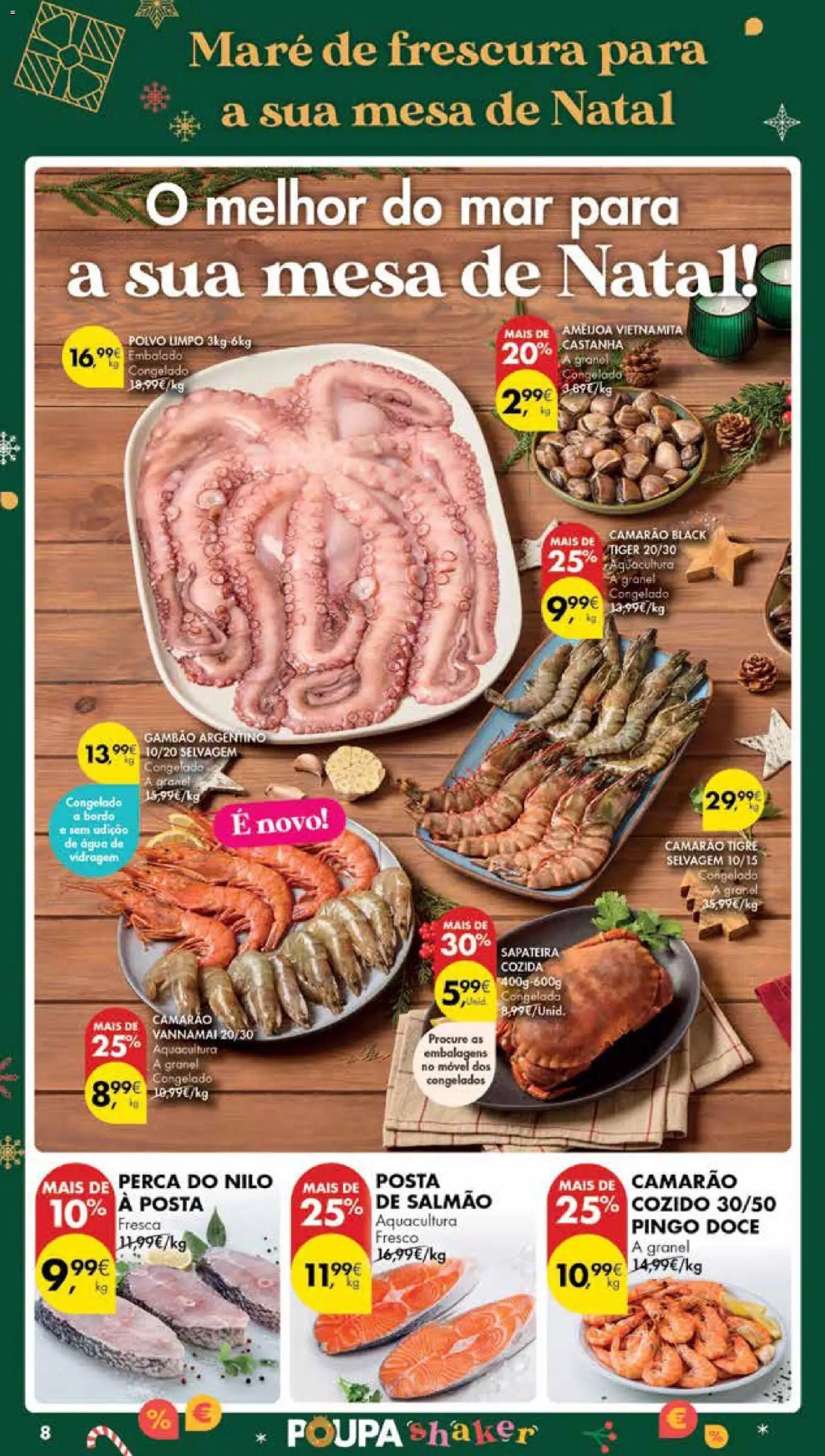 Pingo Doce Poupe Esta Semana Madeira │ válido de 16.12.2025 | Página: 8 | Produtos: Agua, Polvo, Camarão, Salmão