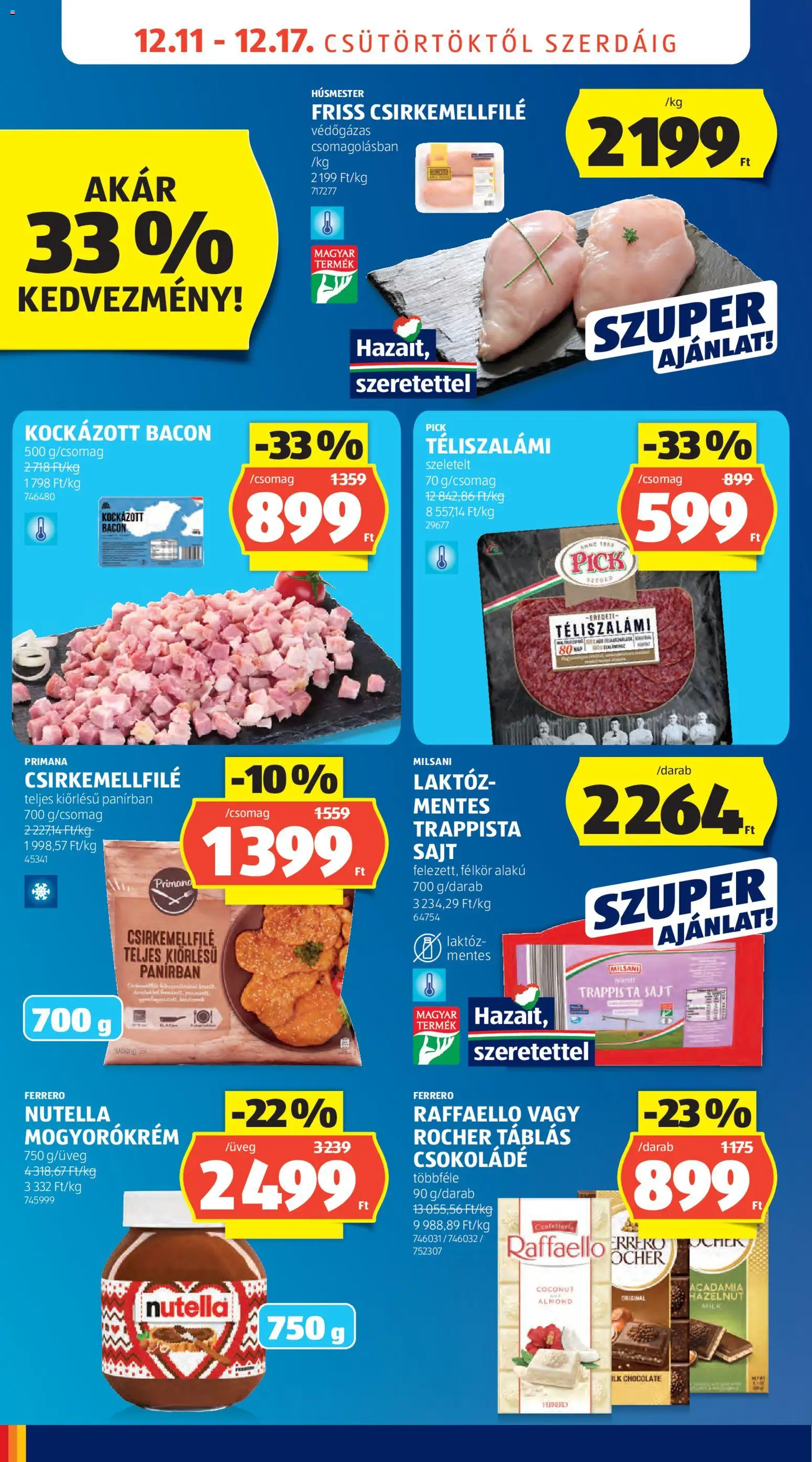 Aldi akciós ujság - amely érvényes a következő dátumtól: 11.12.2025 | Oldal: 14 | Termékek: Kockázott bacon, Nutella, Csokoládé, Mogyorókrém