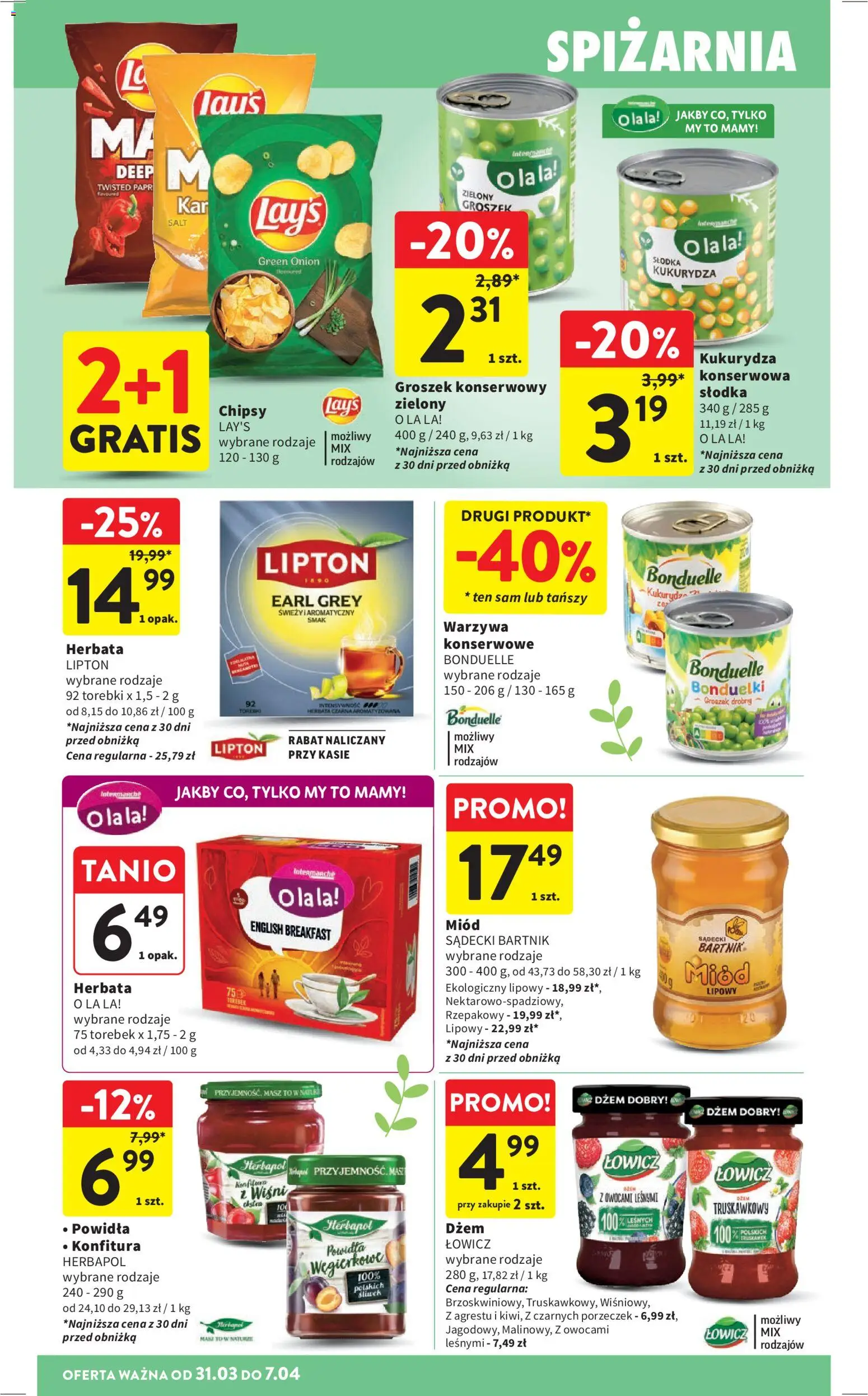 Intermarche gazetka od 31.03.2026 | Strona: 36 | Produkty: Groszek, Miód, Groszek konserwowy, Powidła