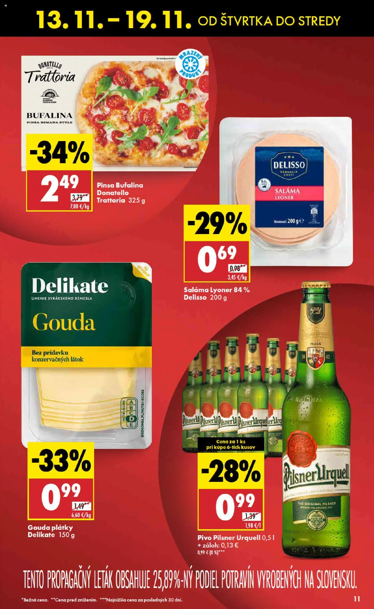 Nové Biedronka akcie – leták je platný od 13.11.2025 | Strana: 11 | Produkty: Pivo, Pilsner Urquell, Saláma, Gouda