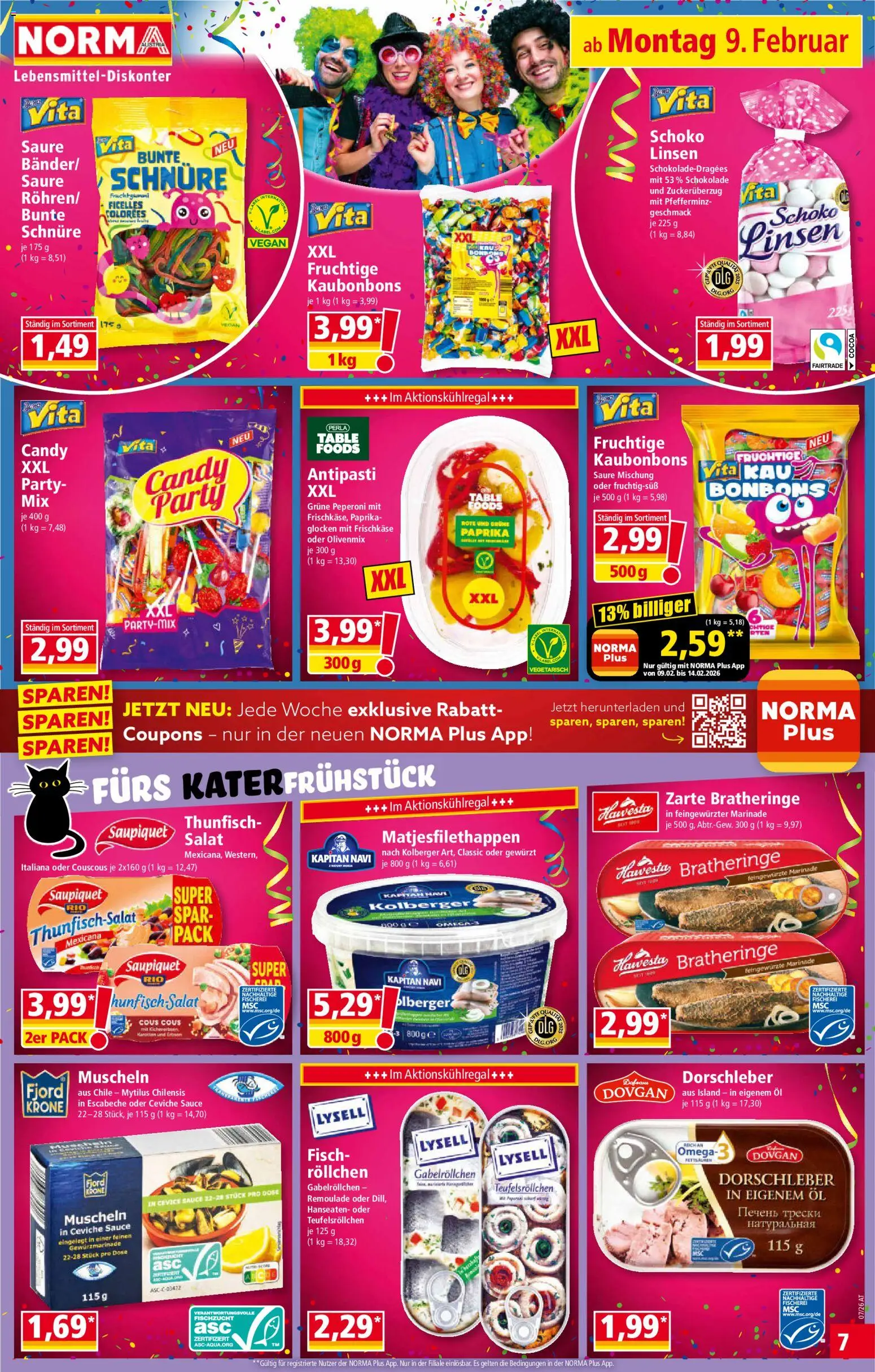 Norma Flugblatt gültig ab 09.02.2026 | Seite: 7 | Produkte: Salat, Öl, Schokolade, Fisch