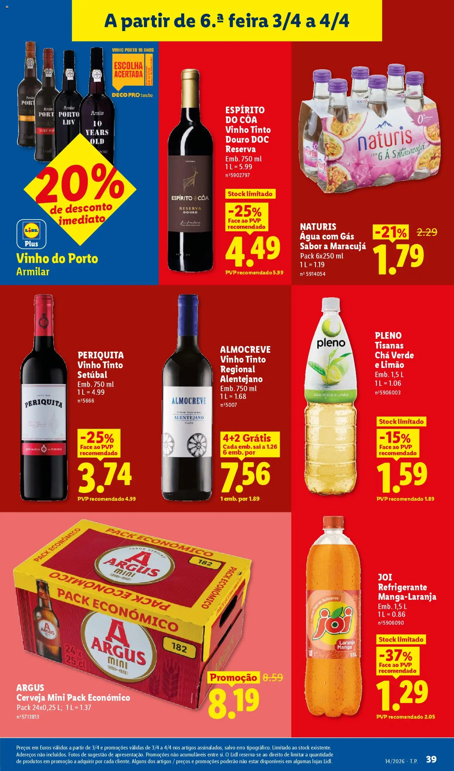 Lidl folheto │ válido de 30.03.2026 | Página: 39 | Produtos: Agua, Cerveja, Soda, Vinho tinto