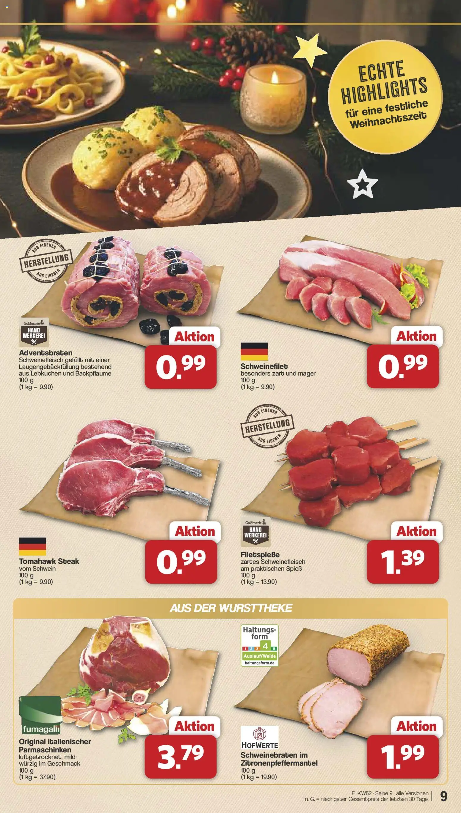 Famila Nordwest Prospekt 	 – gültig ab 22.12.2025 | Seite: 9 | Produkte: Schweinefilet, Schweinefleisch, Steak