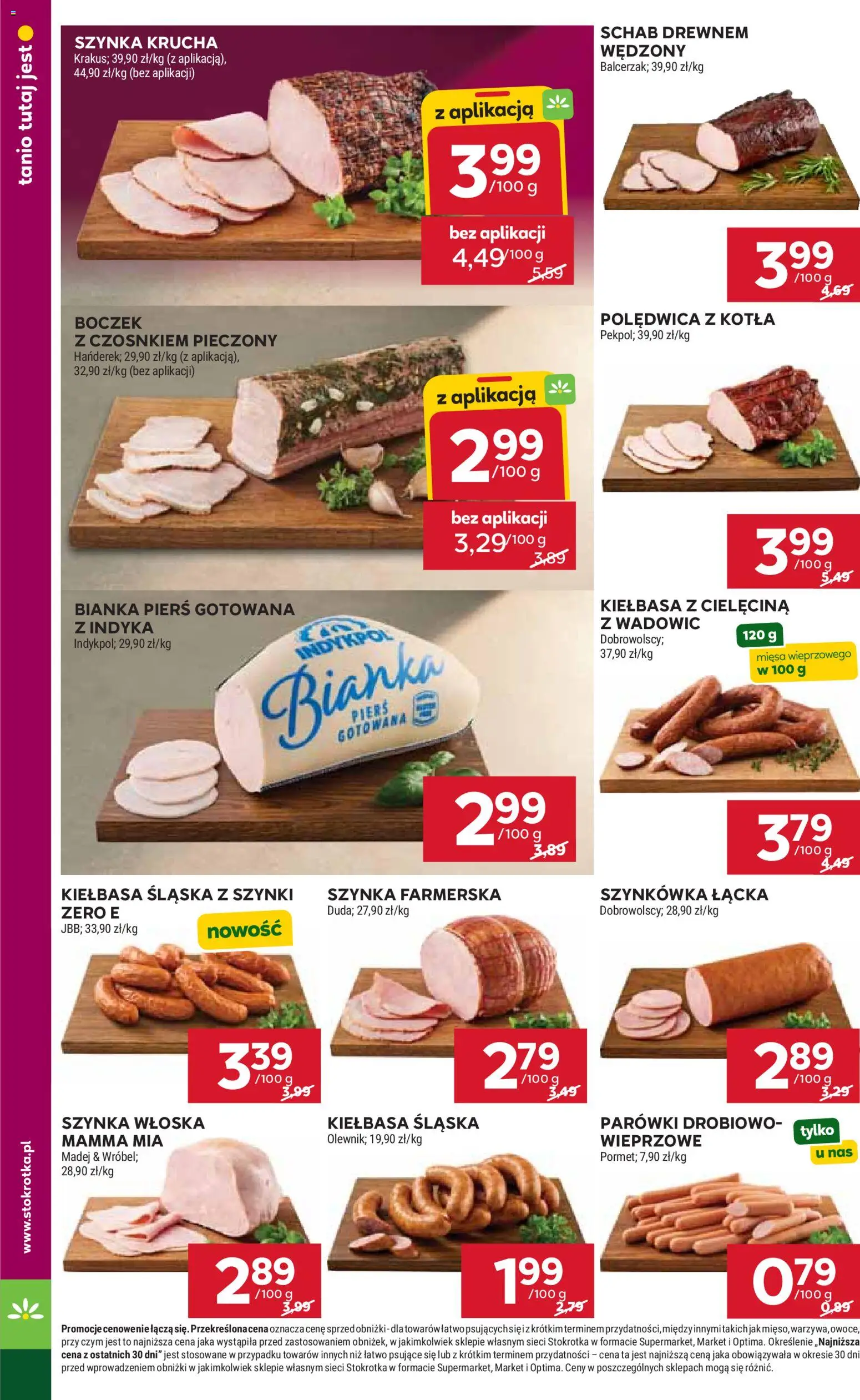 Stokrotka gazetka - Market od 16.04.2026 | Strona: 14 | Produkty: Kiełbasa, Schab, Szynka, Kiełbasa śląska