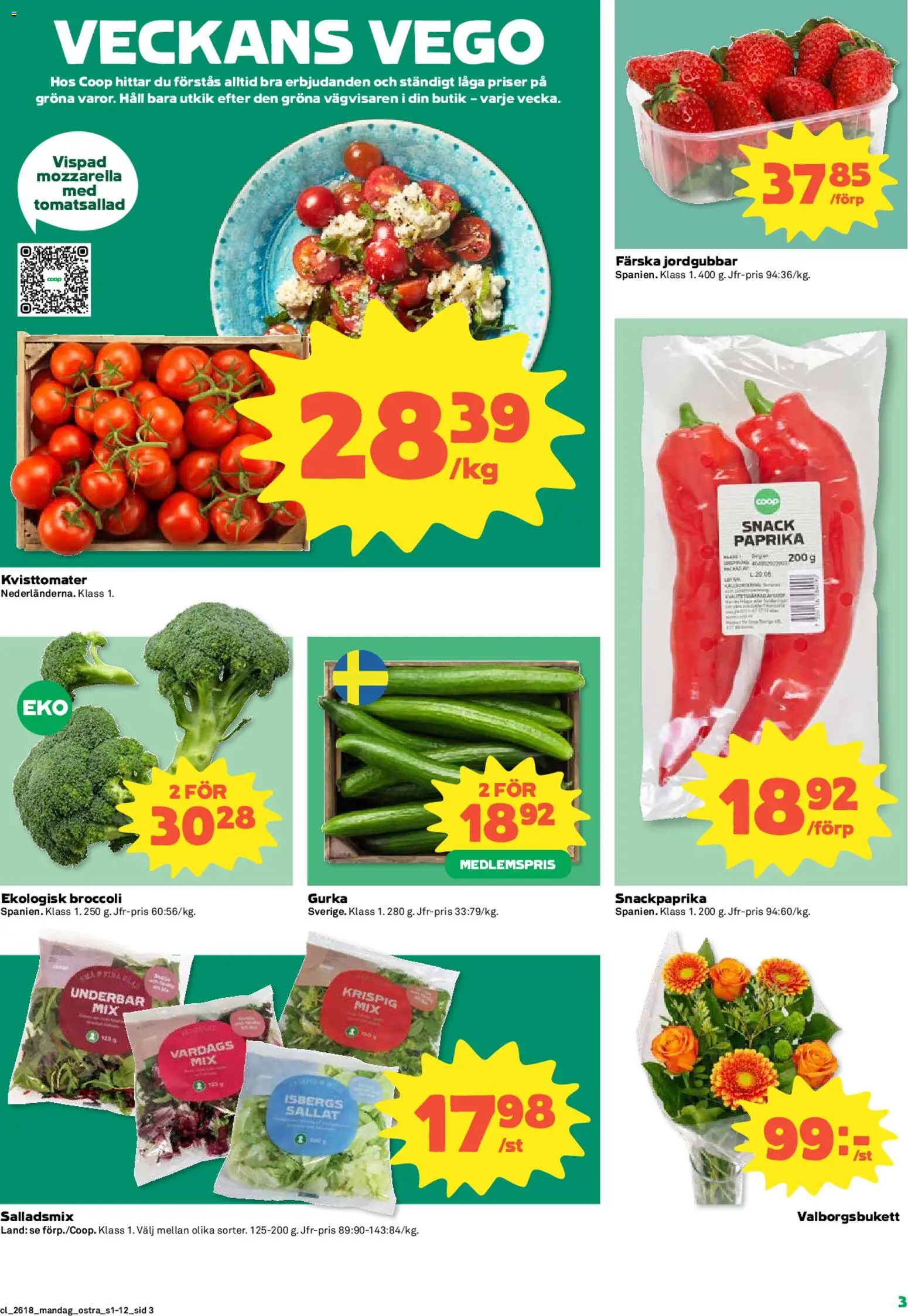 Stora Coop reklamblad aktuell från 27.04.2026 | Sida: 3 | Produkter: Jordgubbar, Broccoli, Häll, Gurka