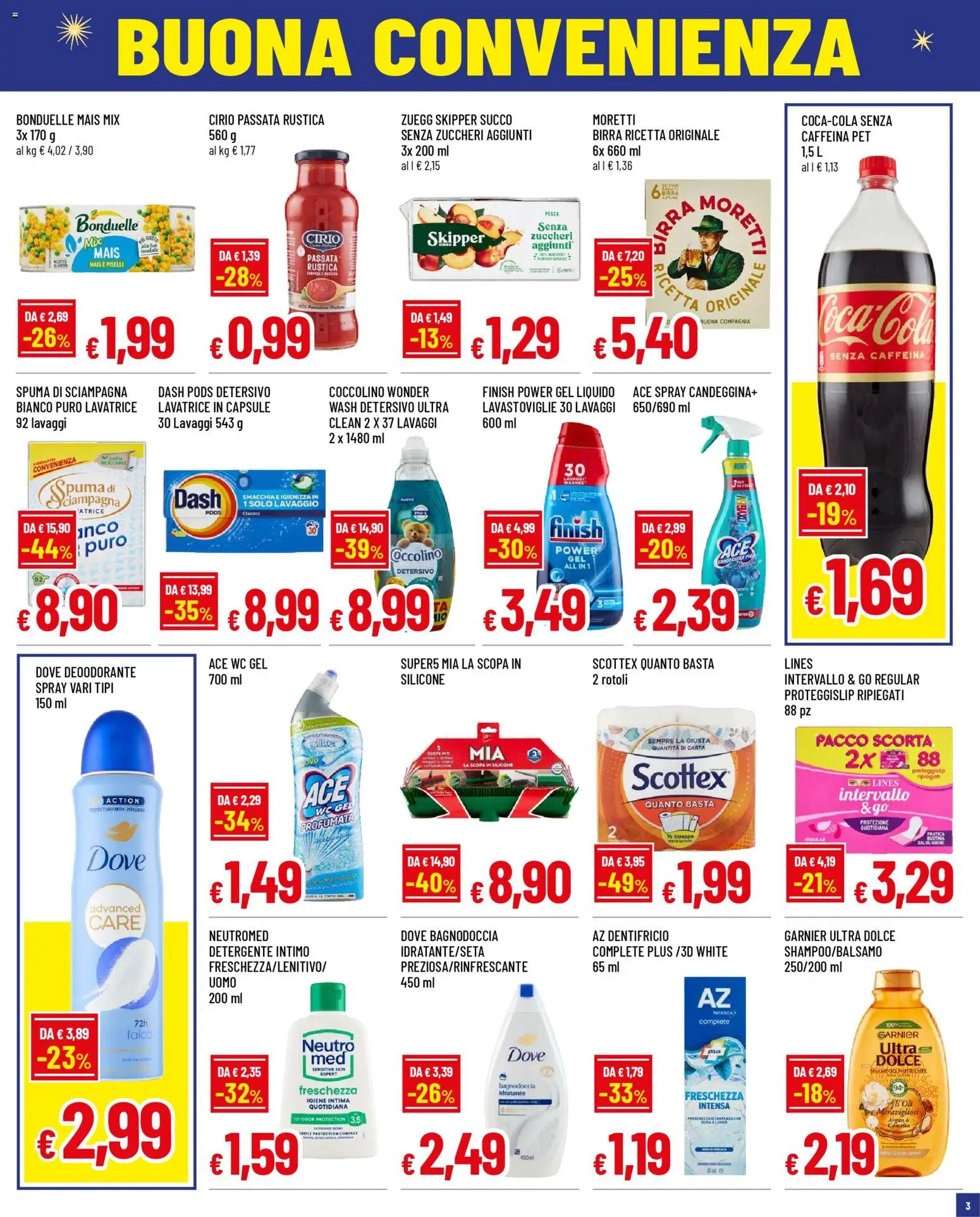 Volantino Galassia del 29.12.2025 | Pagina: 3 | Prodotti: Candeggina, Talco, Lavastoviglie, WC