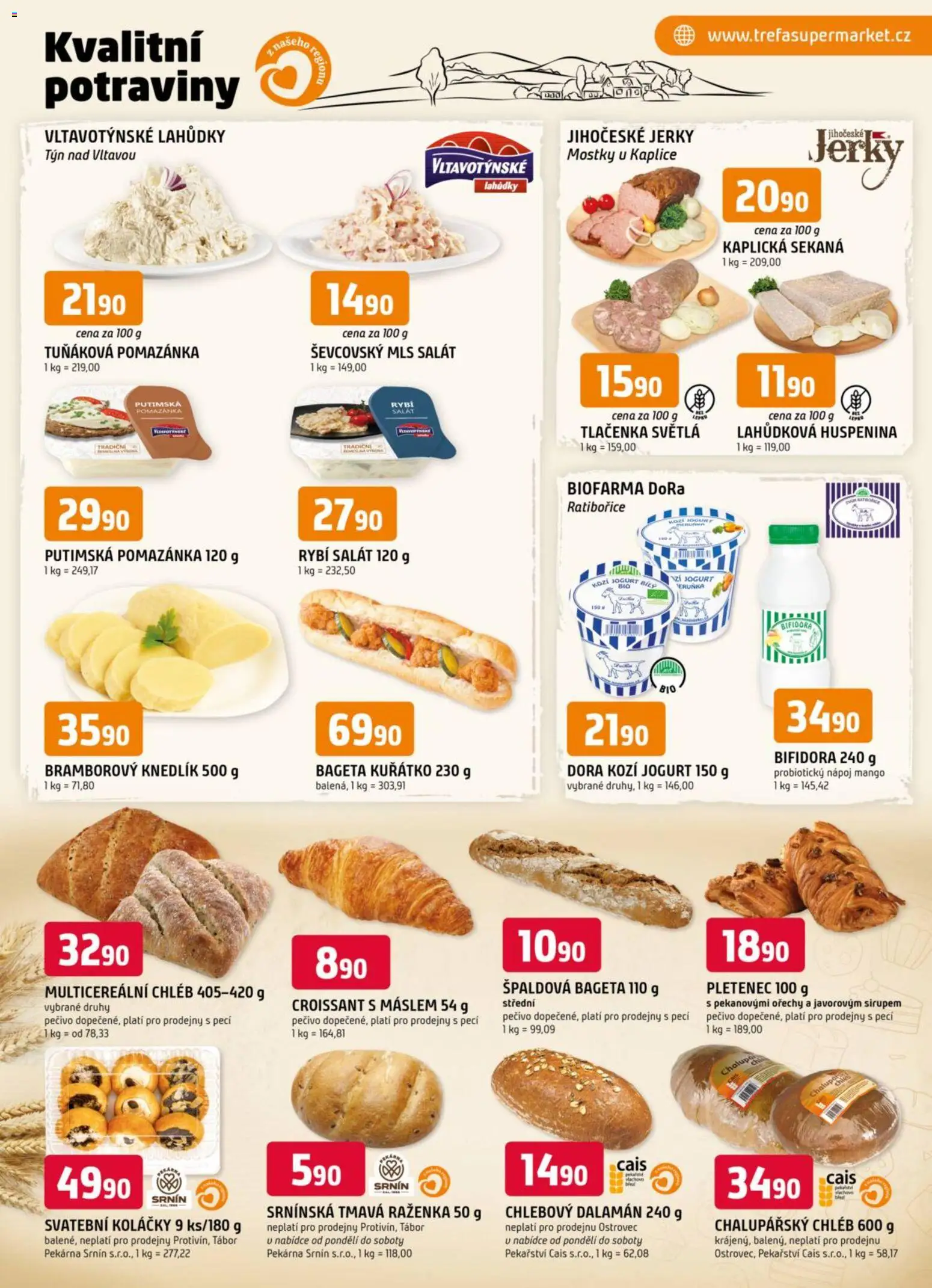 Trefa leták od 11.03.2026 | Strana: 5 | Produkty: Bramborový knedlík, Salát, Pečivo, Bageta