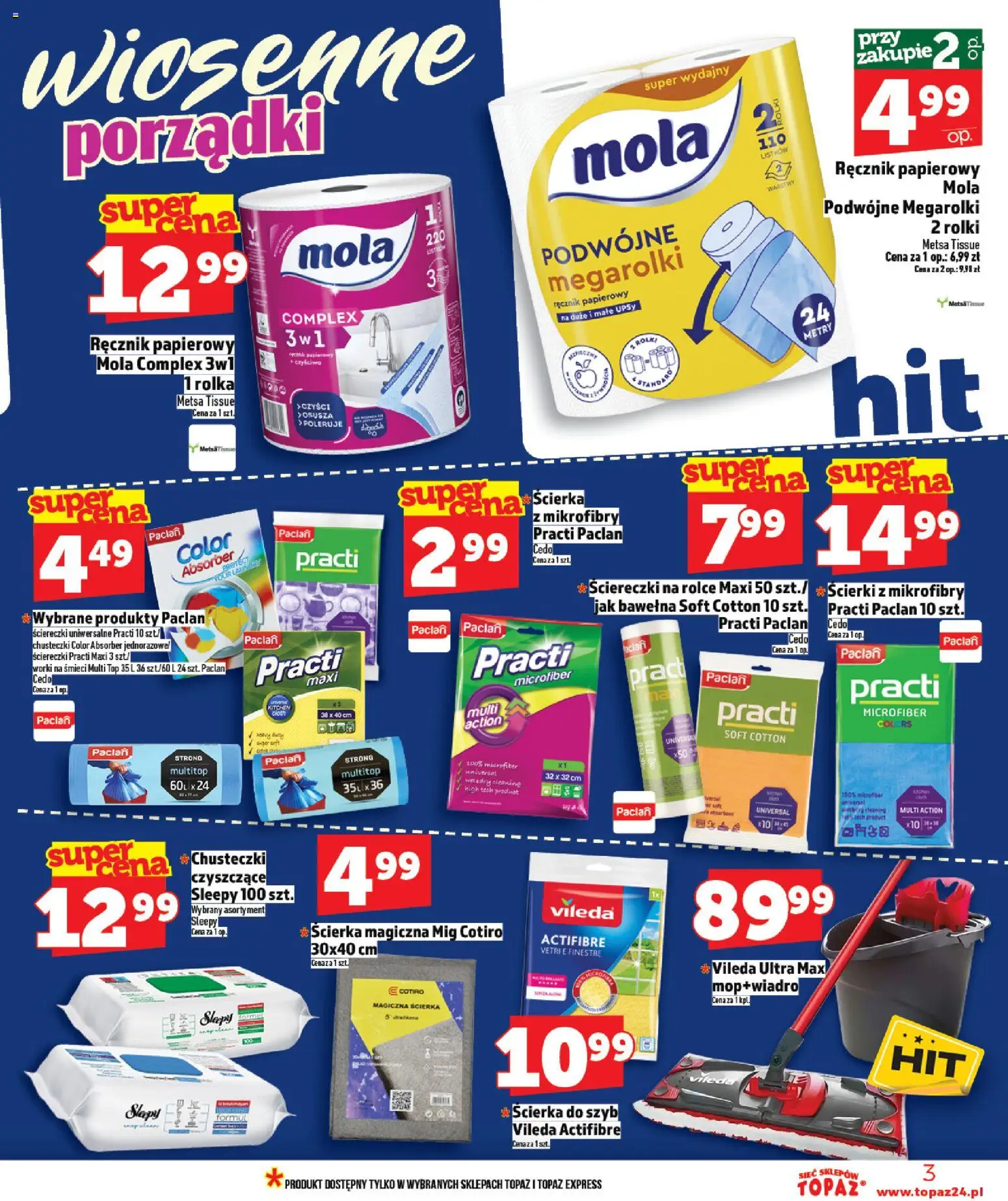 Topaz gazetka od 12.03.2026 | Strona: 3 | Produkty: Rolki, Ścierka z mikrofibry, Vileda, Ręcznik papierowy