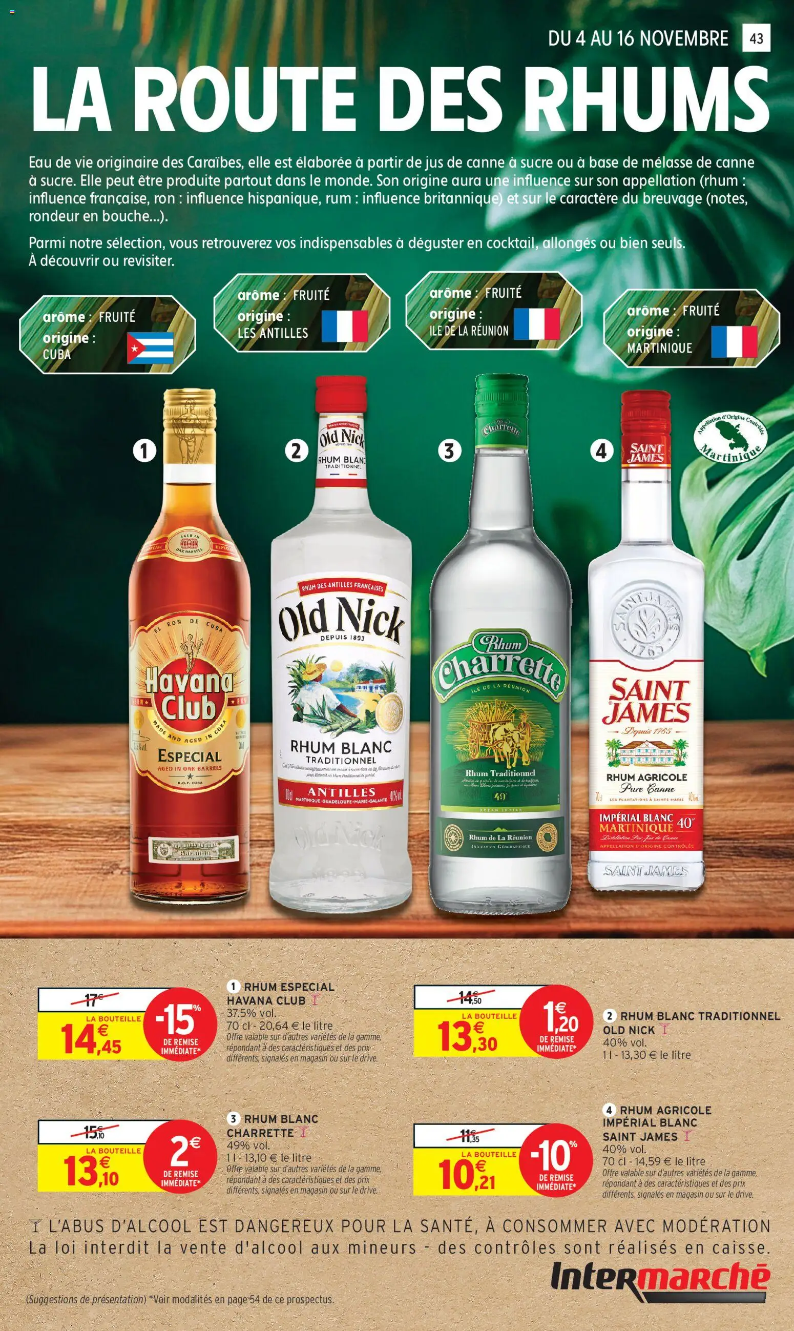 {H1} | Page: 43 | Produits: Sucre, Base, Rhum blanc traditionnel, Rhum Charrette