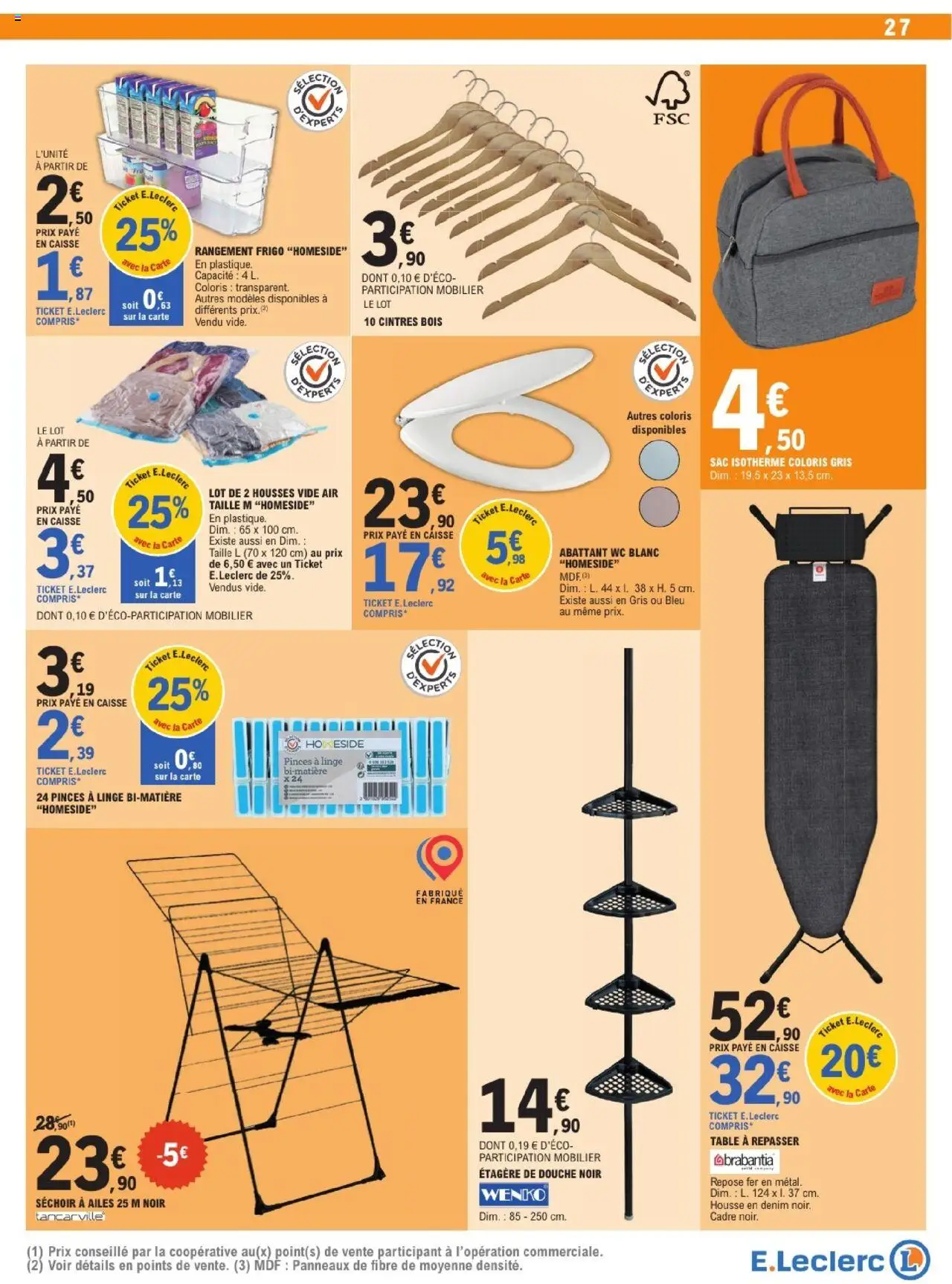  | Page: 27 | Produits: Sac, Table à repasser, Frigo, Douche