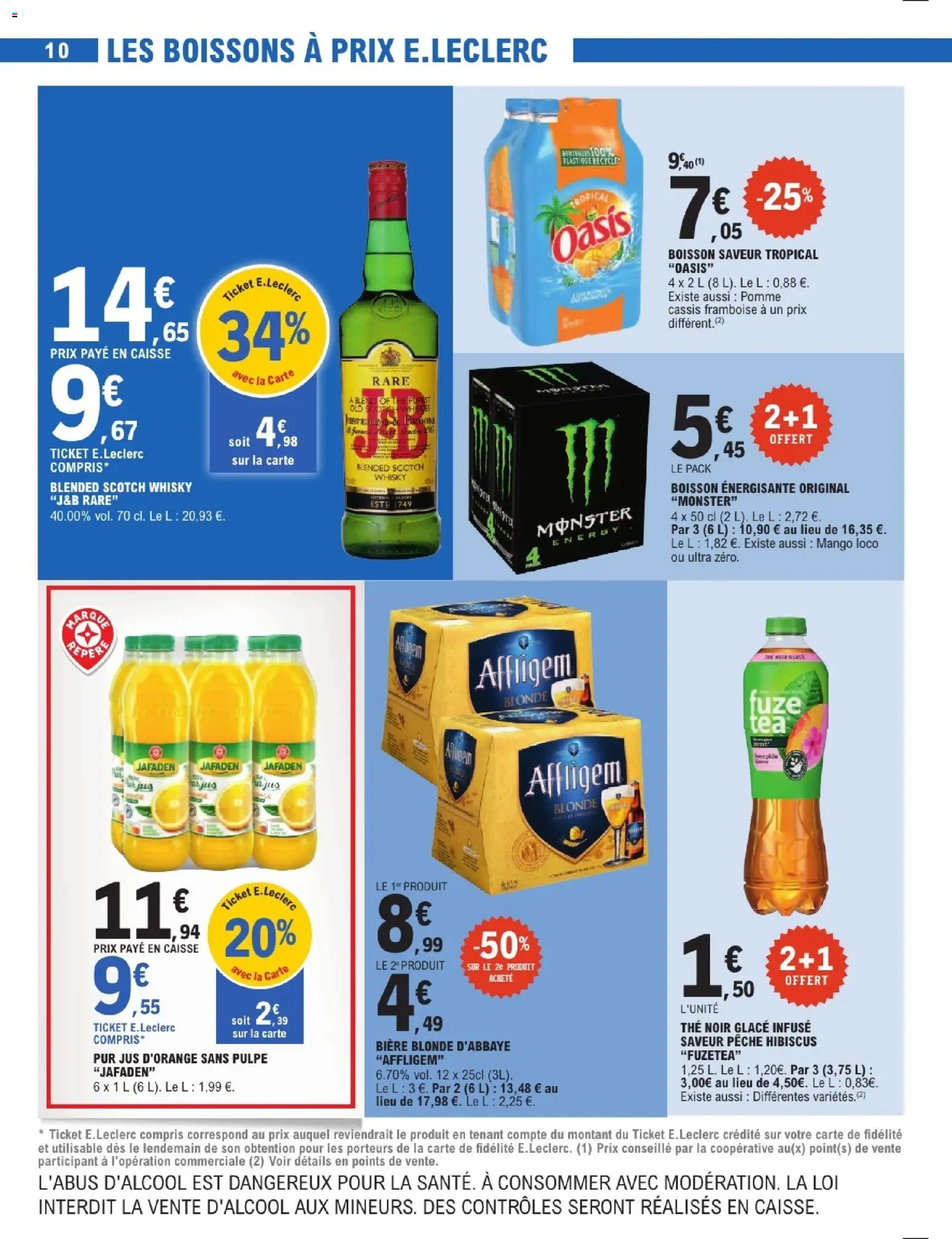 {H1} | Page: 10 | Produits: Whisky, Jus d'orange, Pêche, Bière blonde