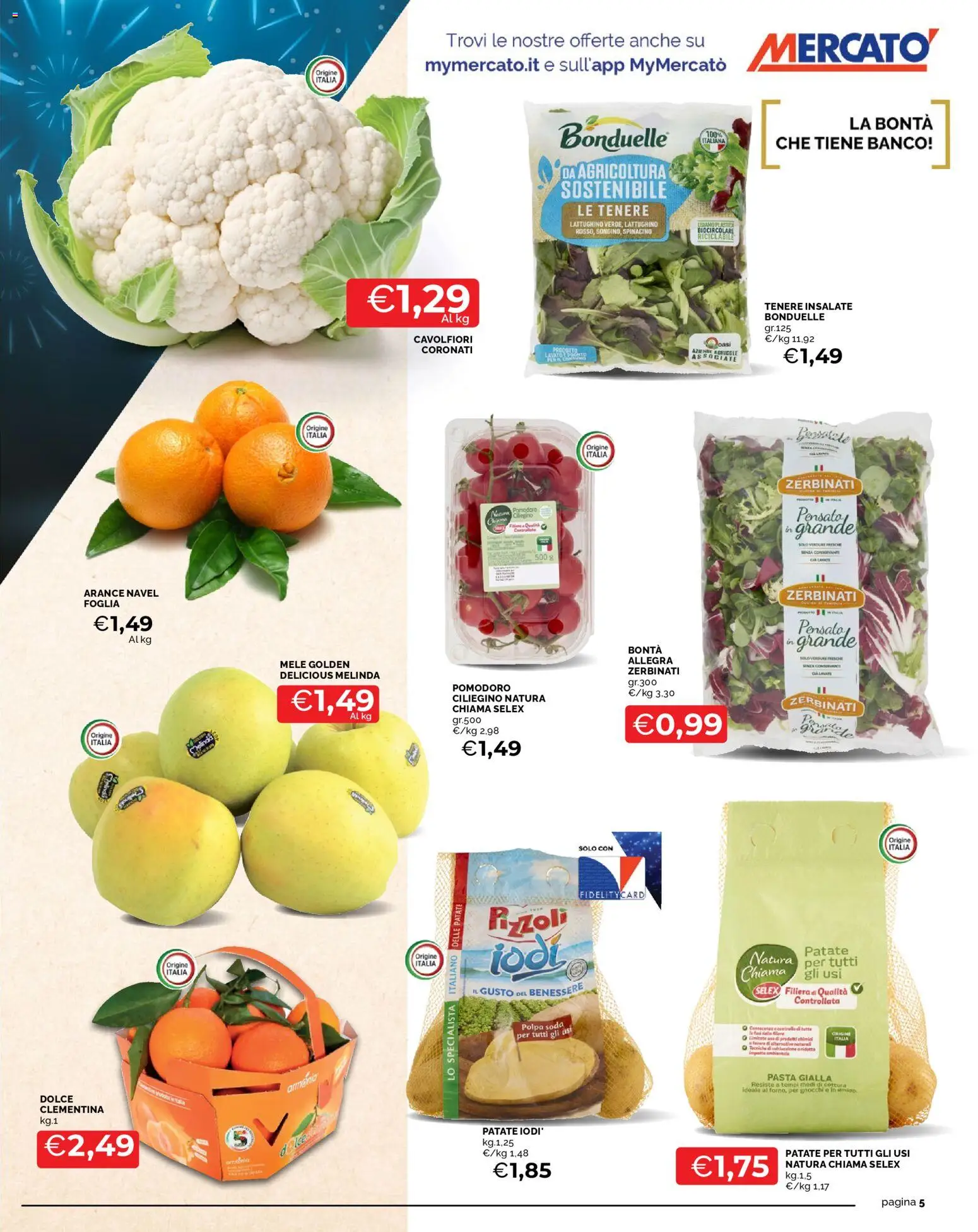 Volantino Mercatò del 29.12.2025 | Pagina: 5 | Prodotti: Mele, Patate, Pasta, Gnocchi