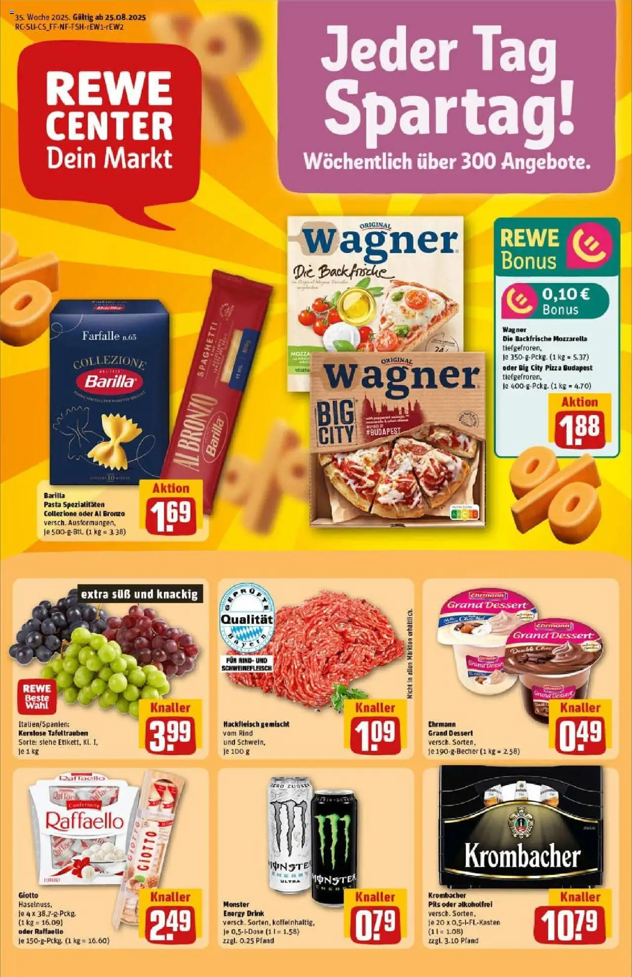 Rewe prospekt Traunreut	 - gültig ab dem 24.08.2025 | Seite: 1 | Produkte: Raffaello, Energy, Ehrmann grand dessert, Hackfleisch