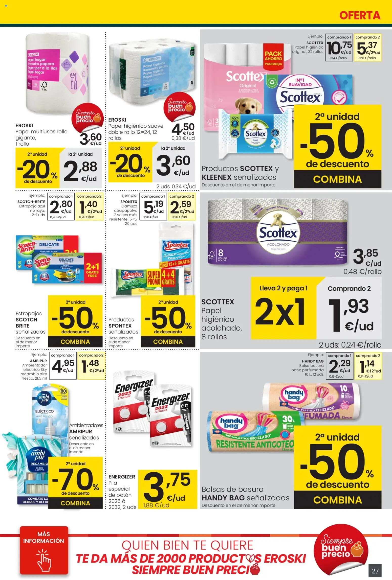 Eroski - Center │ válido desde el 29.01.2026 | Página: 27 | Productos: Papel higienico, Té, Cocina, Baño