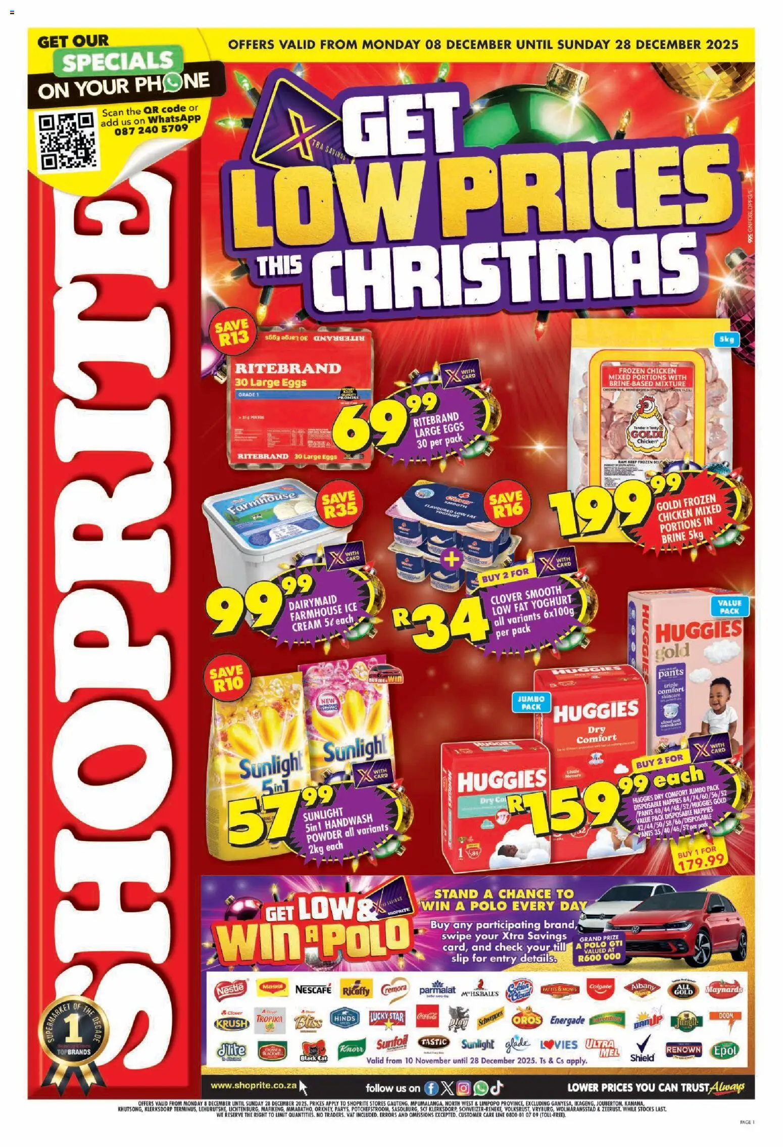 New Shoprite catalogue – valid from 08.12.2025 | Page: 1 | Products: Pants, Phone, Chicken, Cream