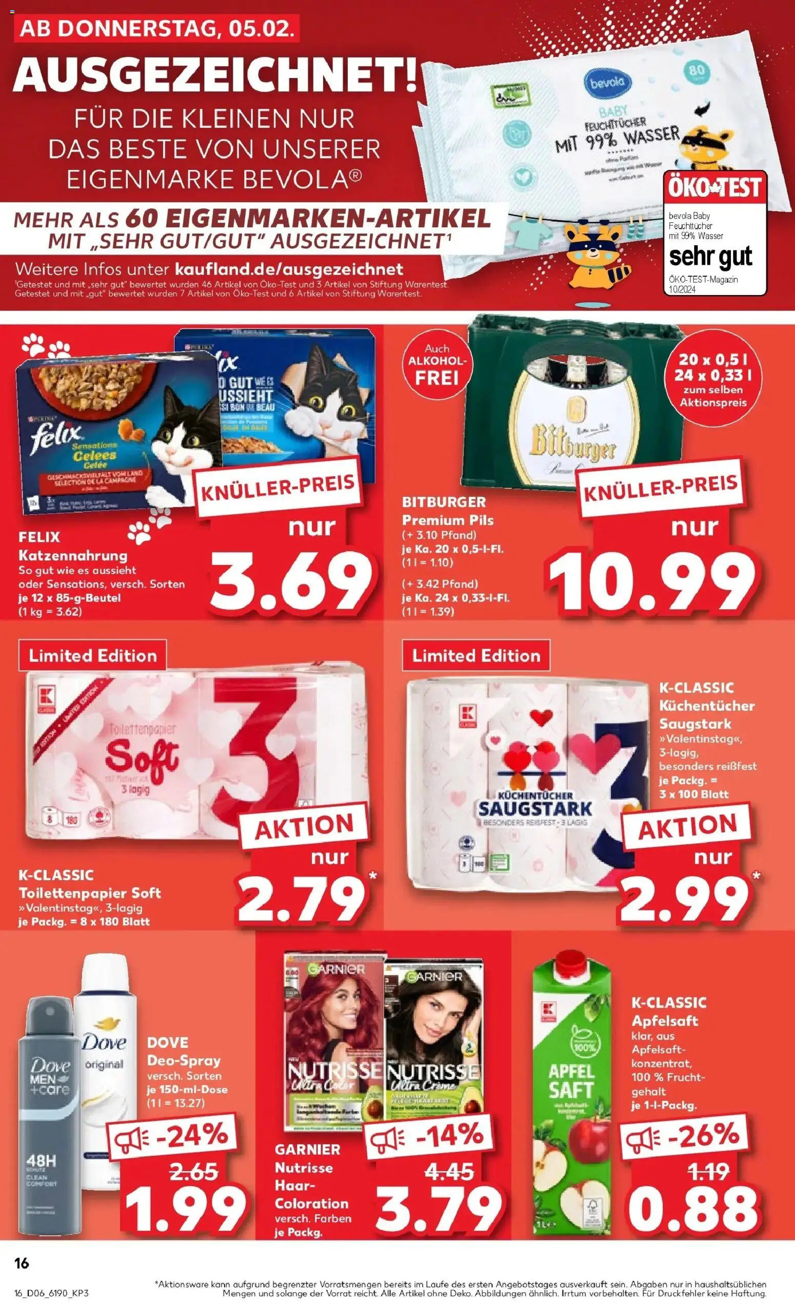 Kaufland prospekt Duisburg	 – gültig ab 09.02.2026 | Seite: 16 | Produkte: Apple, Deodorant, Wasser, Toilettenpapier