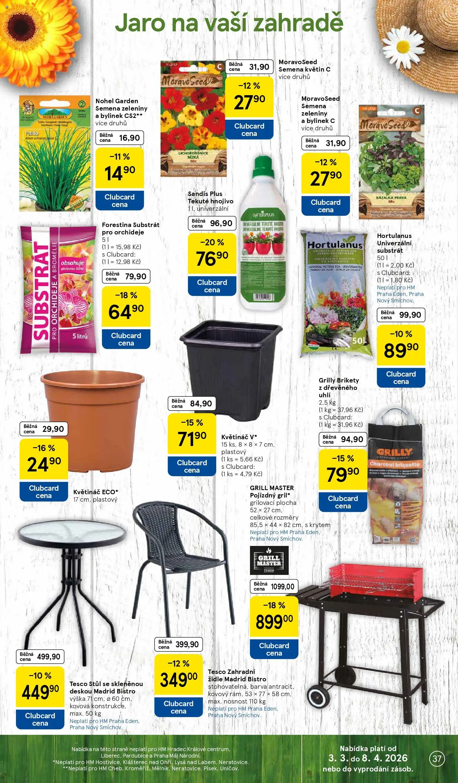 Tesco leták - Hypermarket od 25.03.2026 | Strana: 37 | Produkty: Univerzální substrát, Stůl, Židle, Květináč