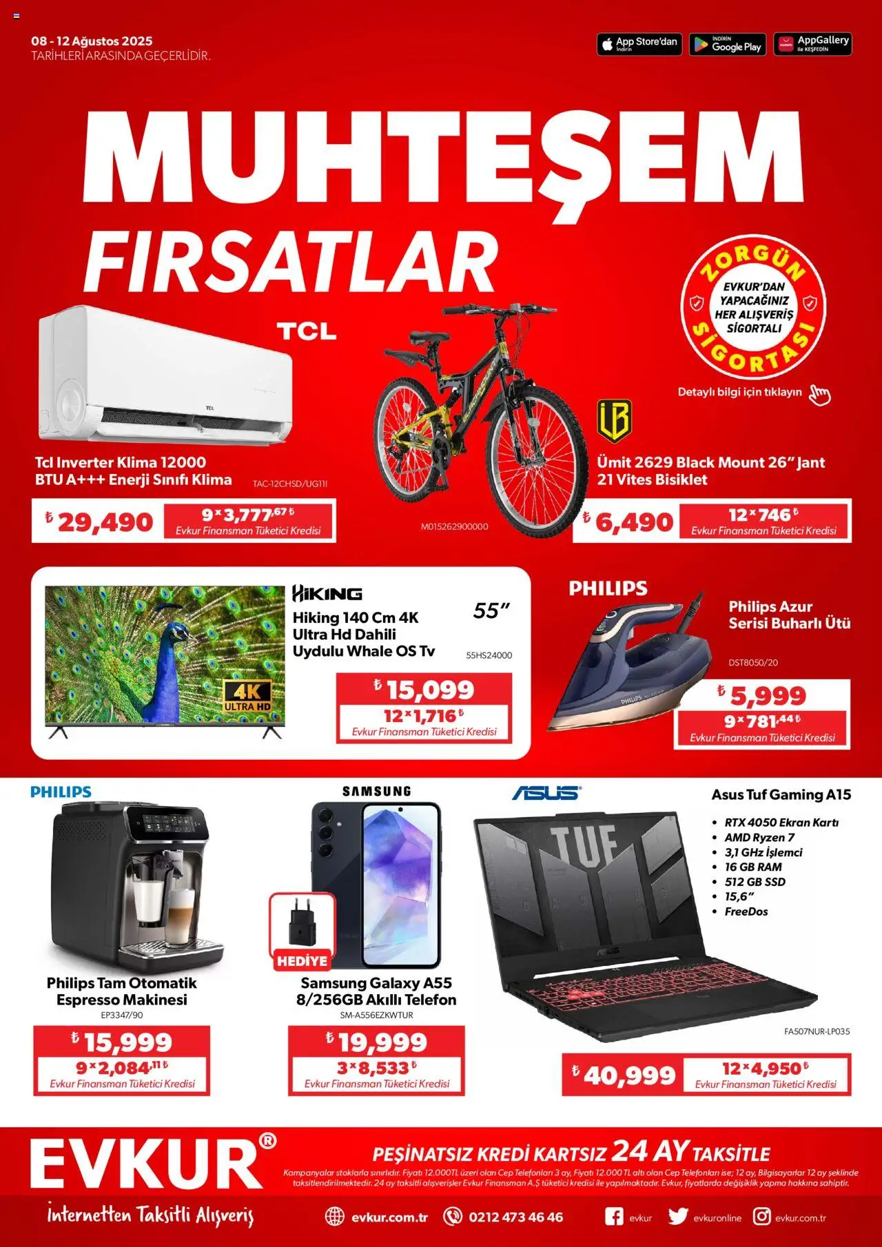Evkur Katalog - 08.08.2025 tarihinden itibaren geçerlidir | Sayfa: 1 | Ürünler: Espresso makinesi, Telefon, Akıllı telefon, Ütü