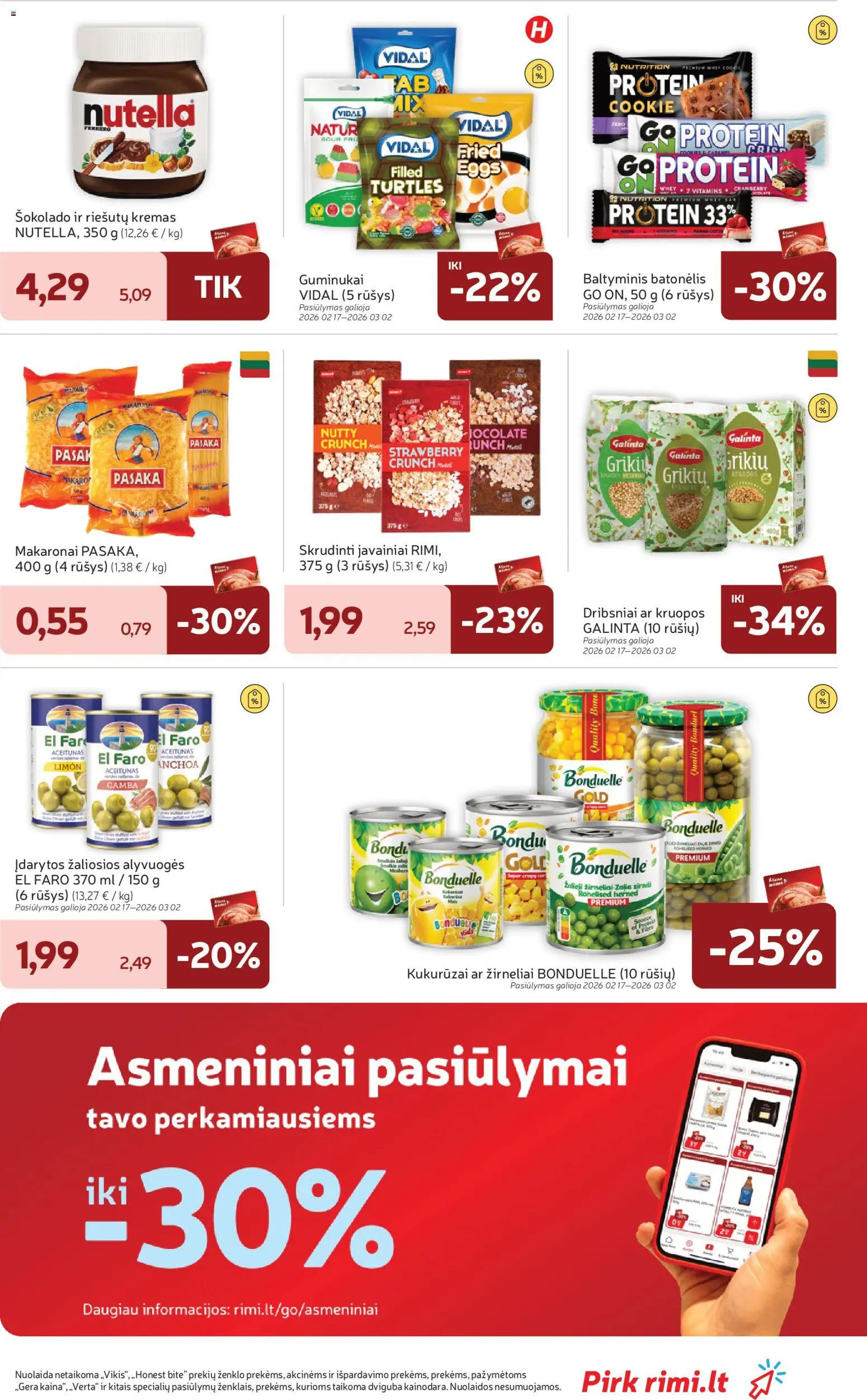 Rimi akcijos nuo 24.02.2026 | Puslapis: 23 | Prekių: Kremas, Žirneliai, Guminukai, Dribsniai