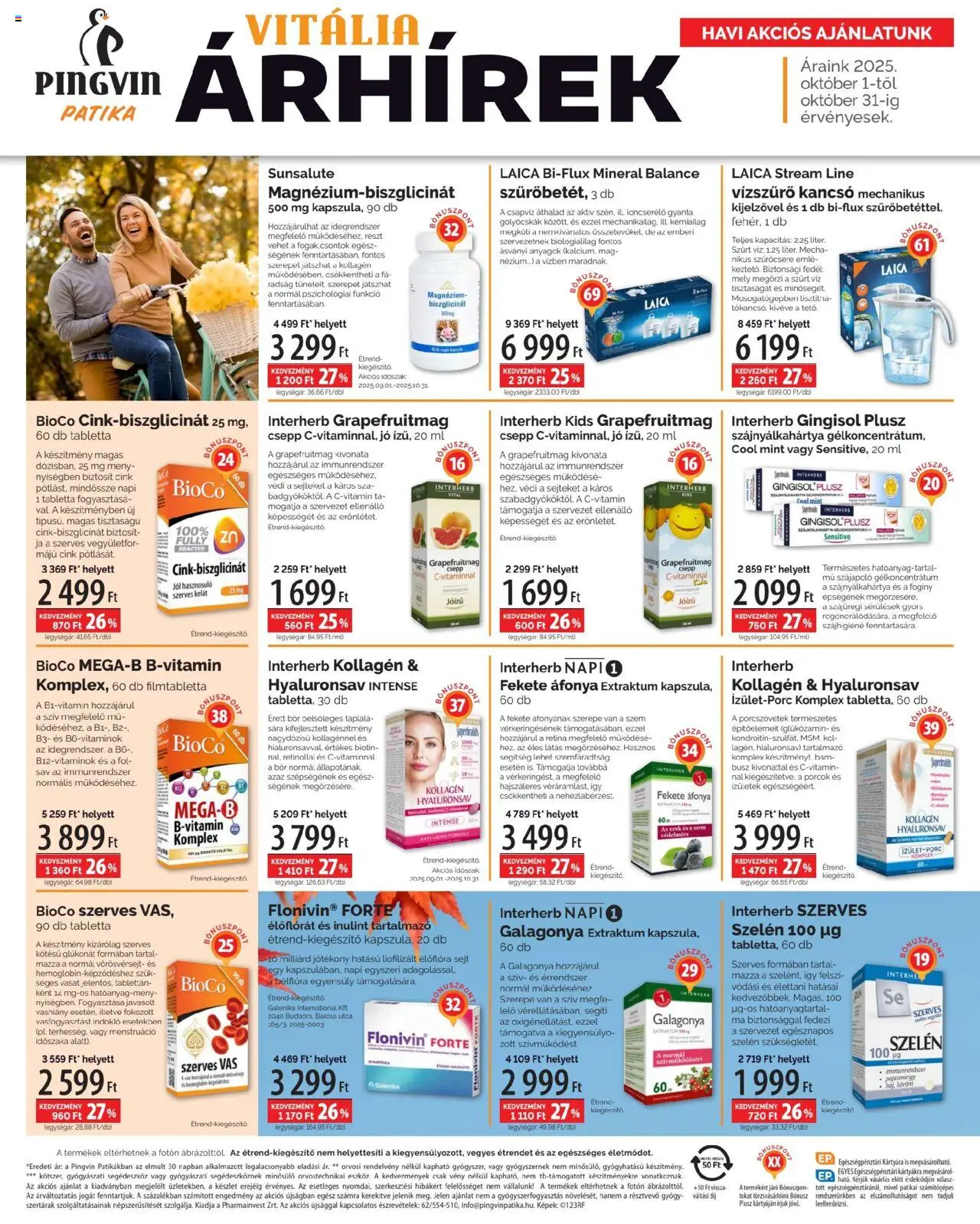 Pingvin Patika akciós ujság - amely érvényes a következő dátumtól: 01.10.2025 | Oldal: 2 | Termékek: Áfonya, Kancsó, Kollagén, Bor