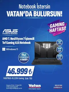 26.01.2026 tarihinden itibaren geçerli olan Vatan Bilgisayar kataloğu önizlemesi | Sayfa: 7 | Ürünler: Ocak