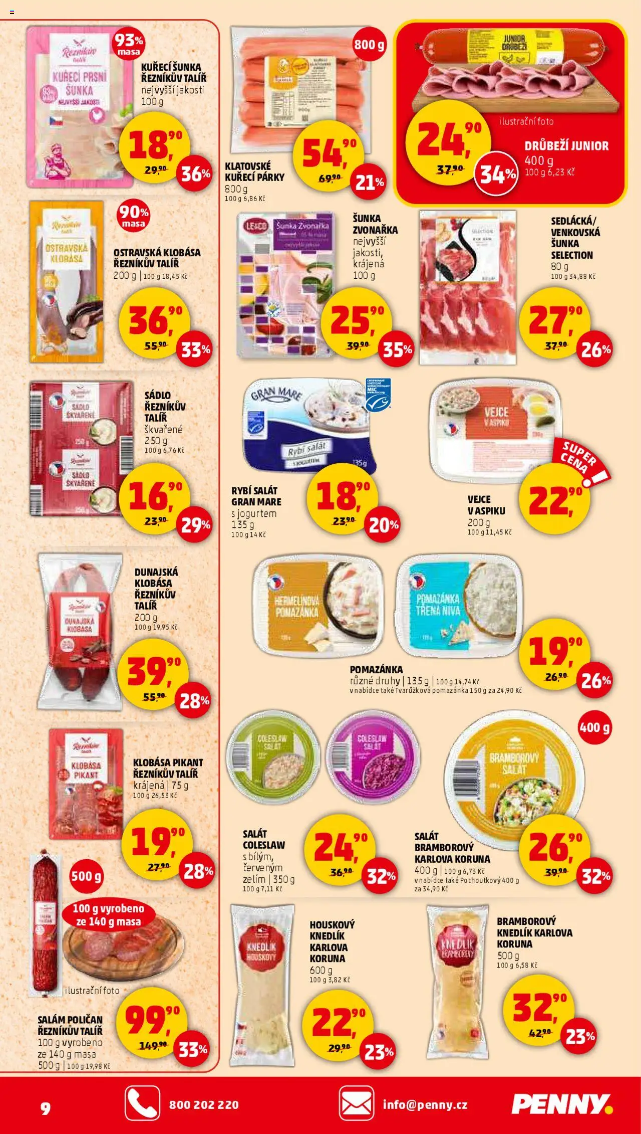 Penny Market leták - Čtvrtečník od 31.07.2025 | Strana: 9 | Produkty: Coleslaw, Salát, Kuřecí šunka, Niva
