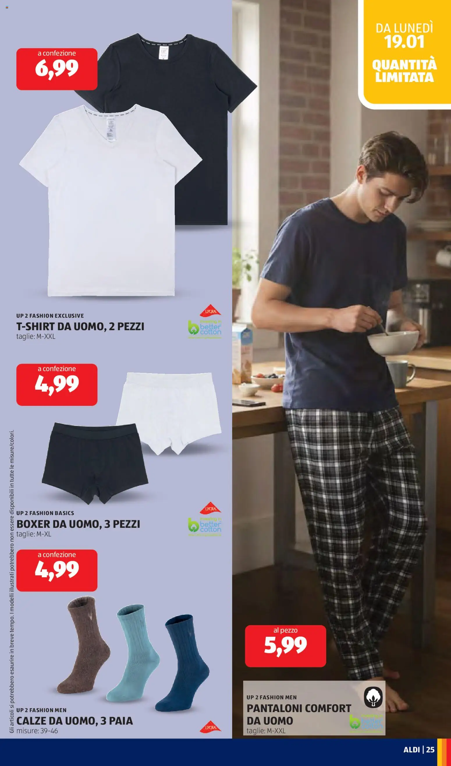 Volantino Aldi del 19.01.2026 | Pagina: 25 | Prodotti: Pantaloni, Boxer, T-shirt