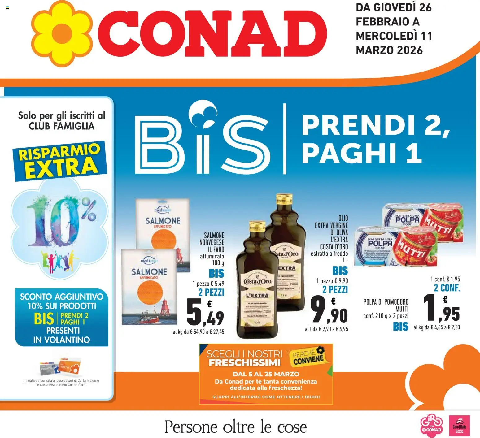 Volantino Conad del 26.02.2026 | Pagina: 1 | Prodotti: Pomodoro, Olio, Olive, Olio extra vergine