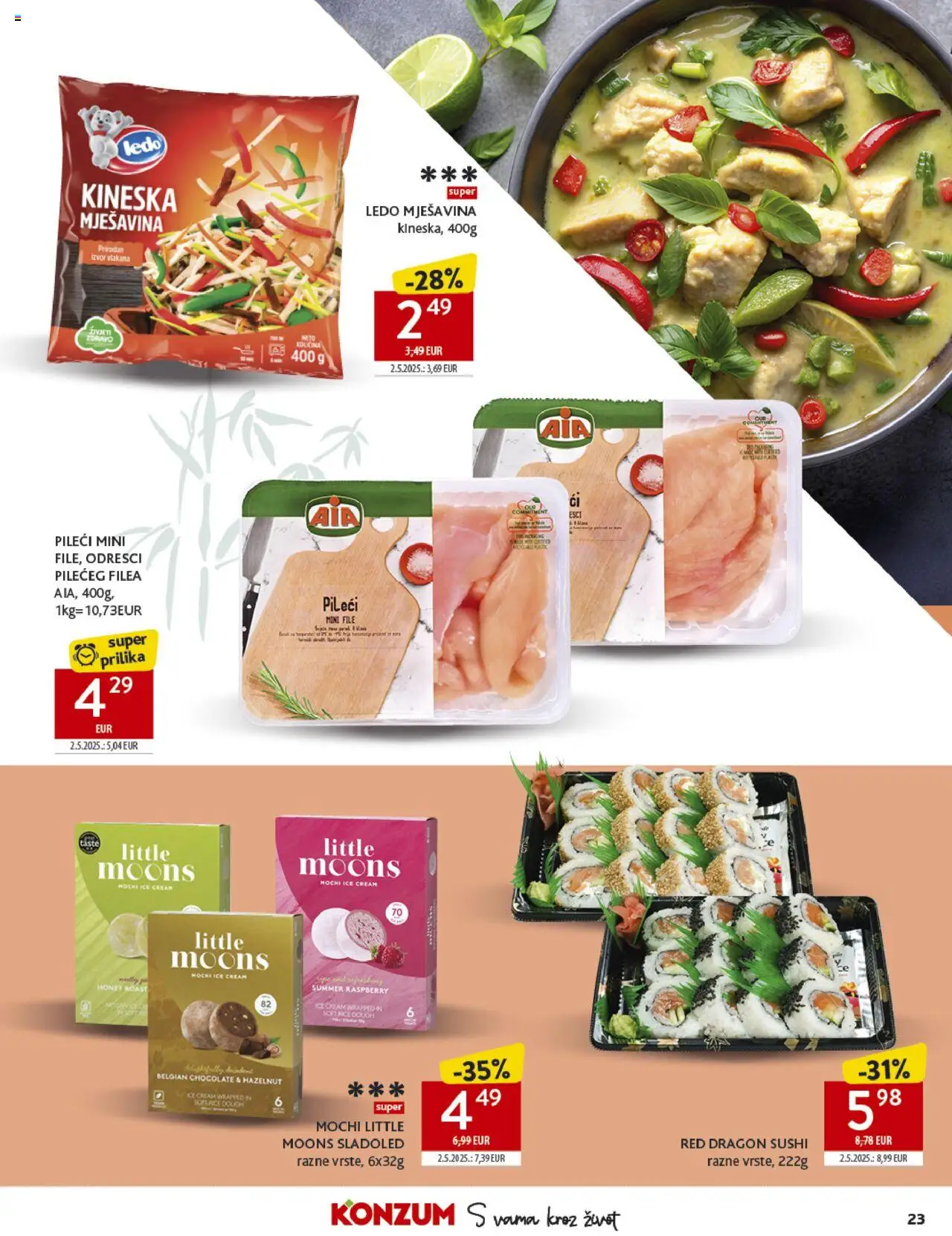 Konzum HR akciós ujság - amely érvényes a következő dátumtól: 08.10.2025 | Oldal: 23 | Termékek: Sushi