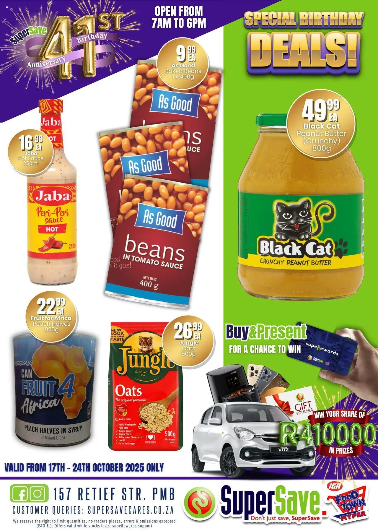 New Super Save catalogue – valid from 17.10.2025 | Page: 66 | Products: Baked beans, Peanut butter, Syrup, Peach