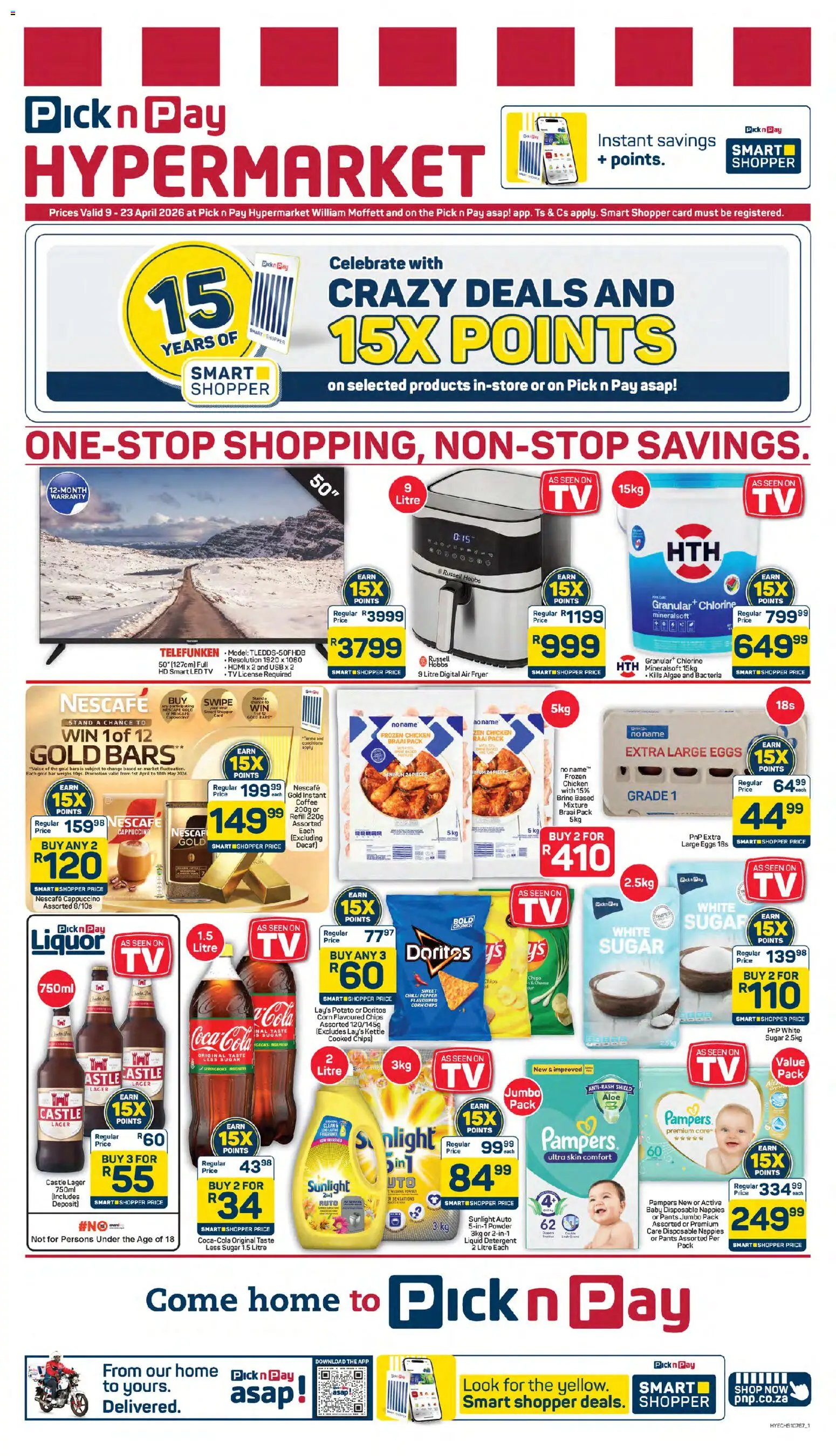 New Pick n Pay catalogue – valid from 09.04.2026 | Page: 1 | Products: Fryer, TV, Eggs, Chicken