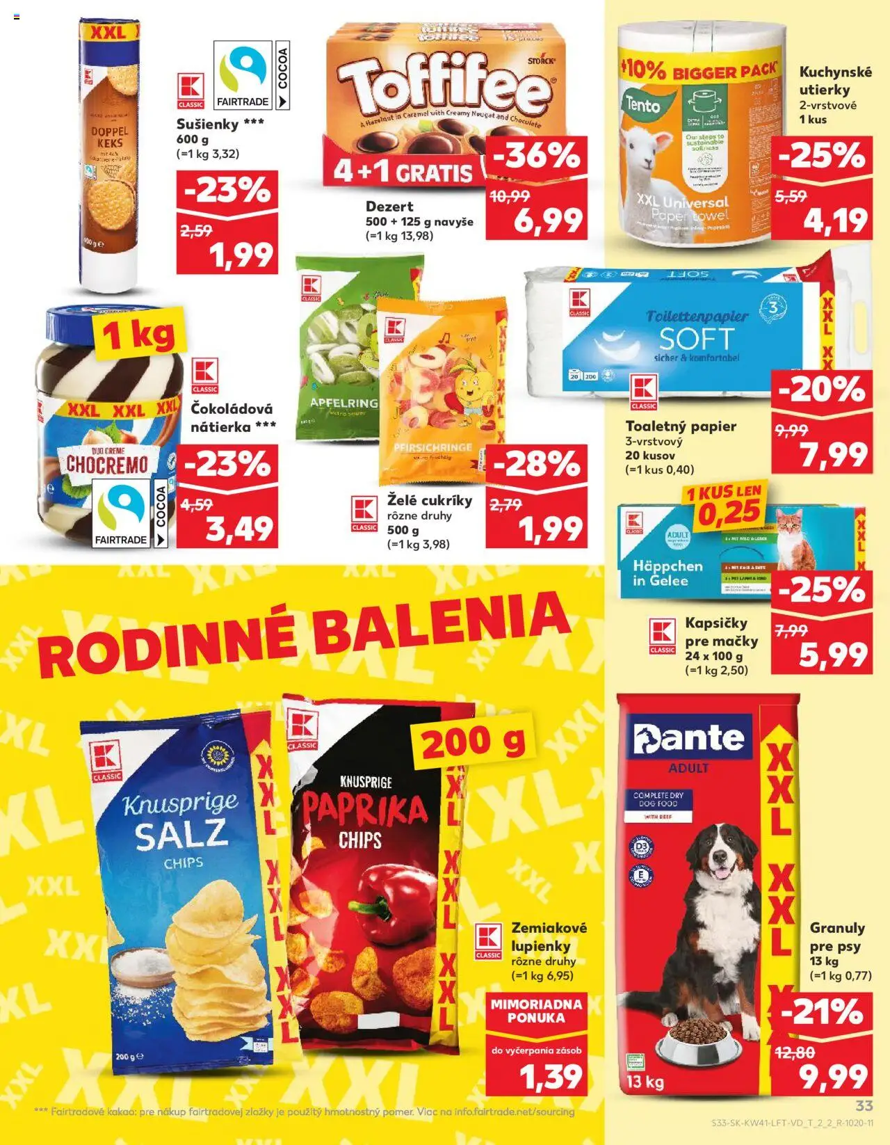 Kaufland SK akciós ujság - amely érvényes a következő dátumtól: 09.10.2025 | Oldal: 33 | Termékek: Chips, Toffifee