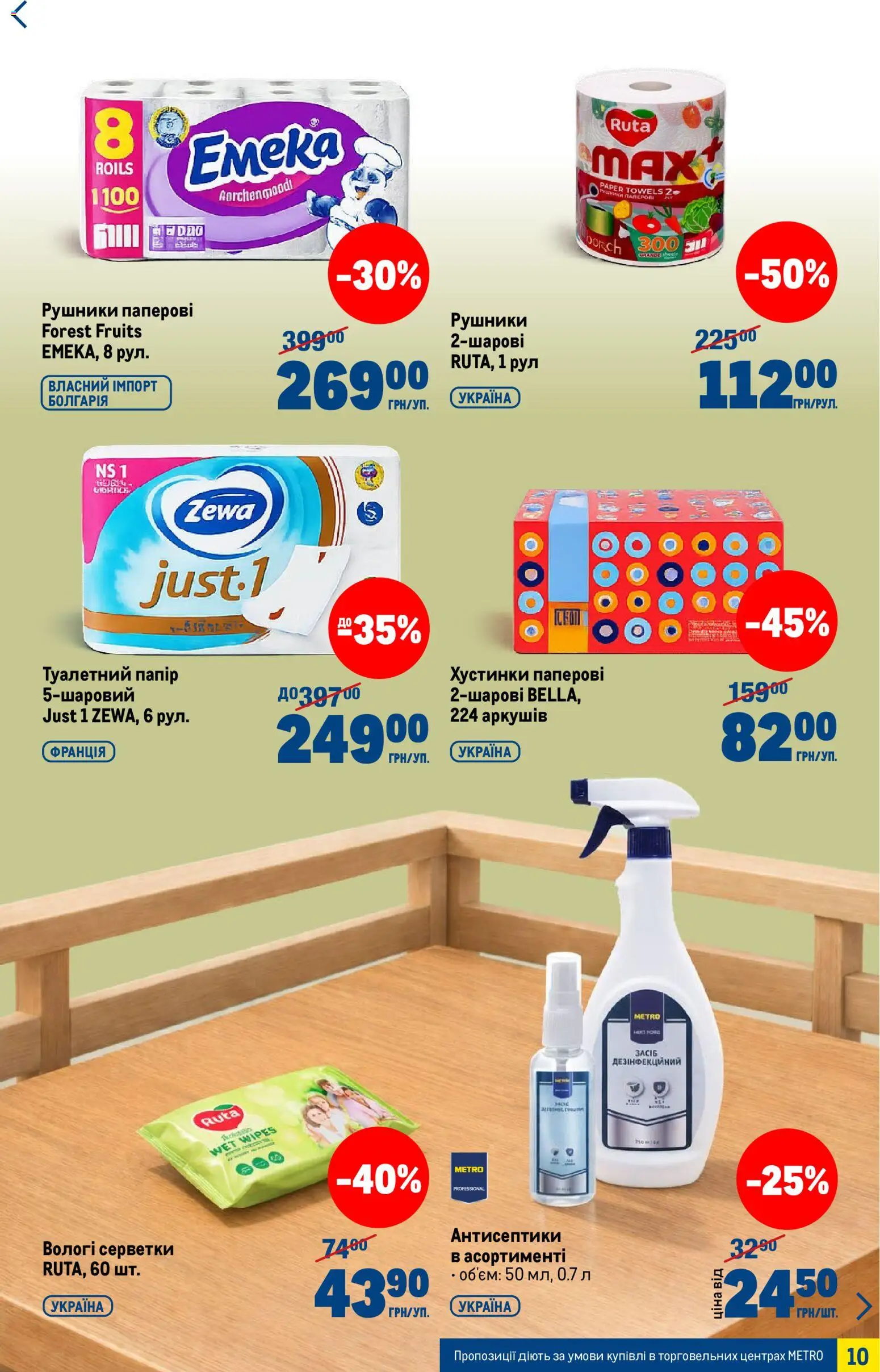 Metro Kаталог - дійснийкції з 15.04.2026 | Сторінка: 10 | Товари: Папір, Вологі серветки, Туалетний папір