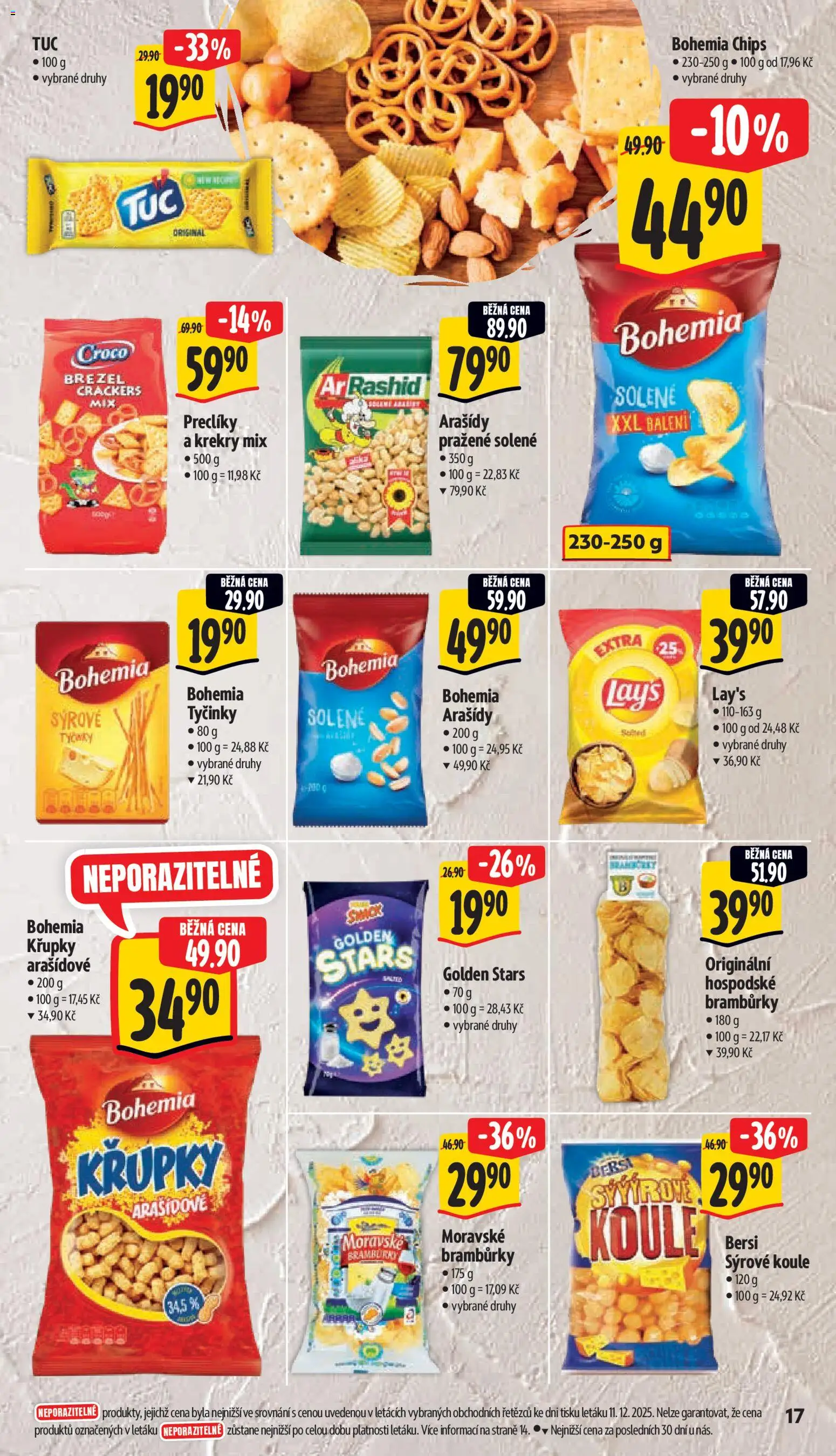 Albert leták - Supermarket od 17.12.2025 | Strana: 25 | Produkty: Krekry, Tyčinky Bohemia, Lay's, Bohemia chips