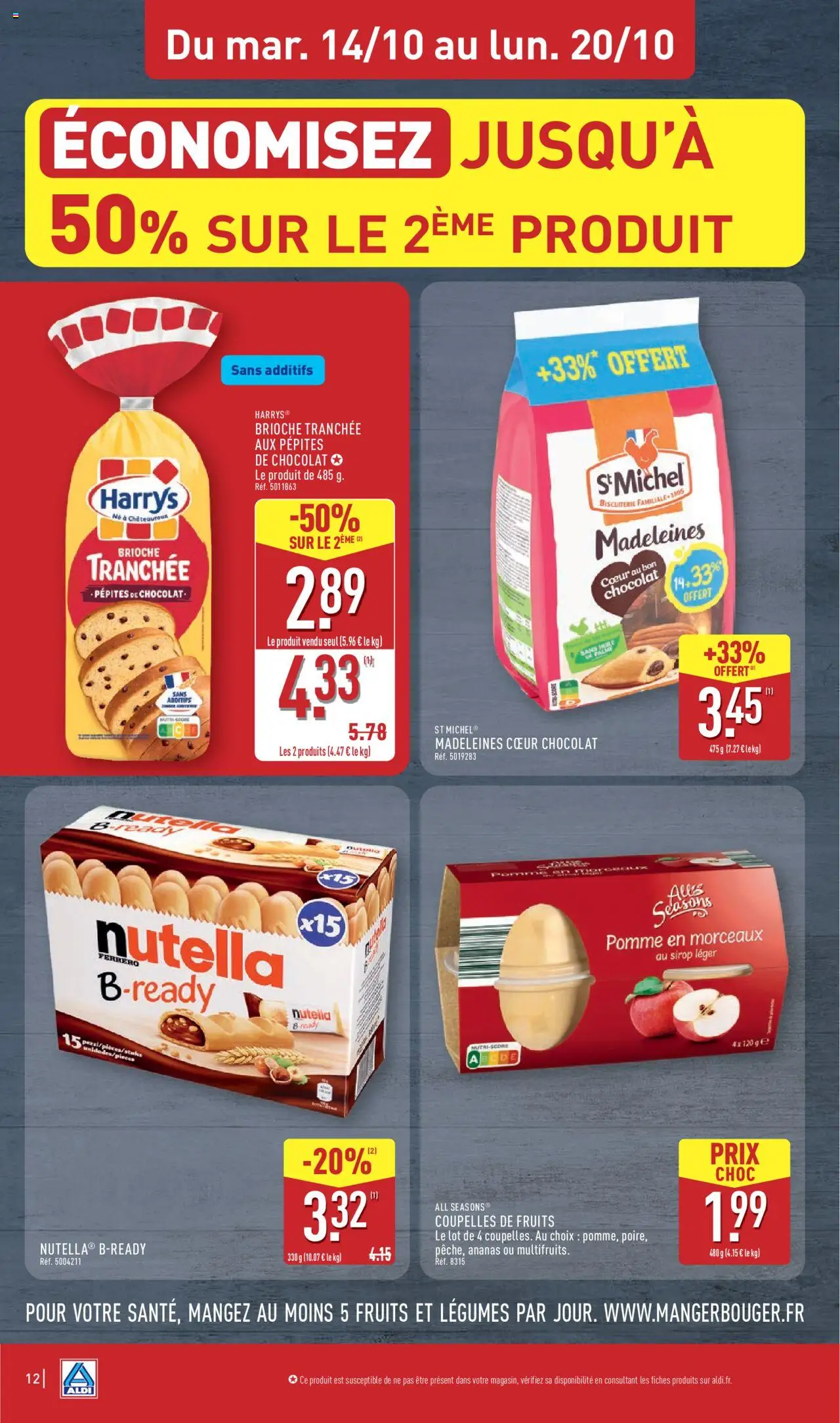 {H1} | Page: 14 | Produits: Pomme, Nutella, Chocolat, Ananas