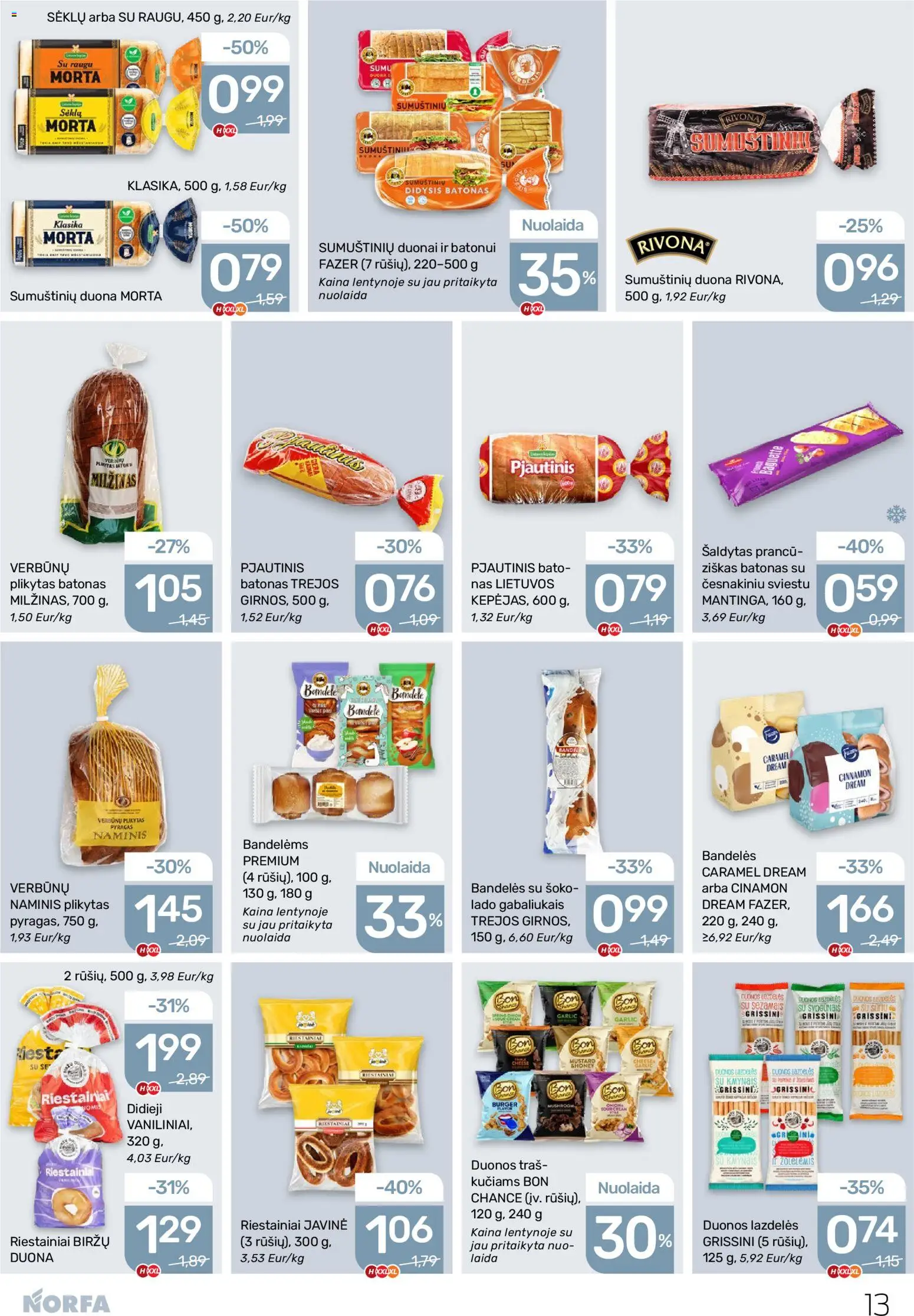 NORFA akcijos nuo 08.01.2026 | Puslapis: 13 | Prekių: Batonas, Bandelė, Bandelės, Duona