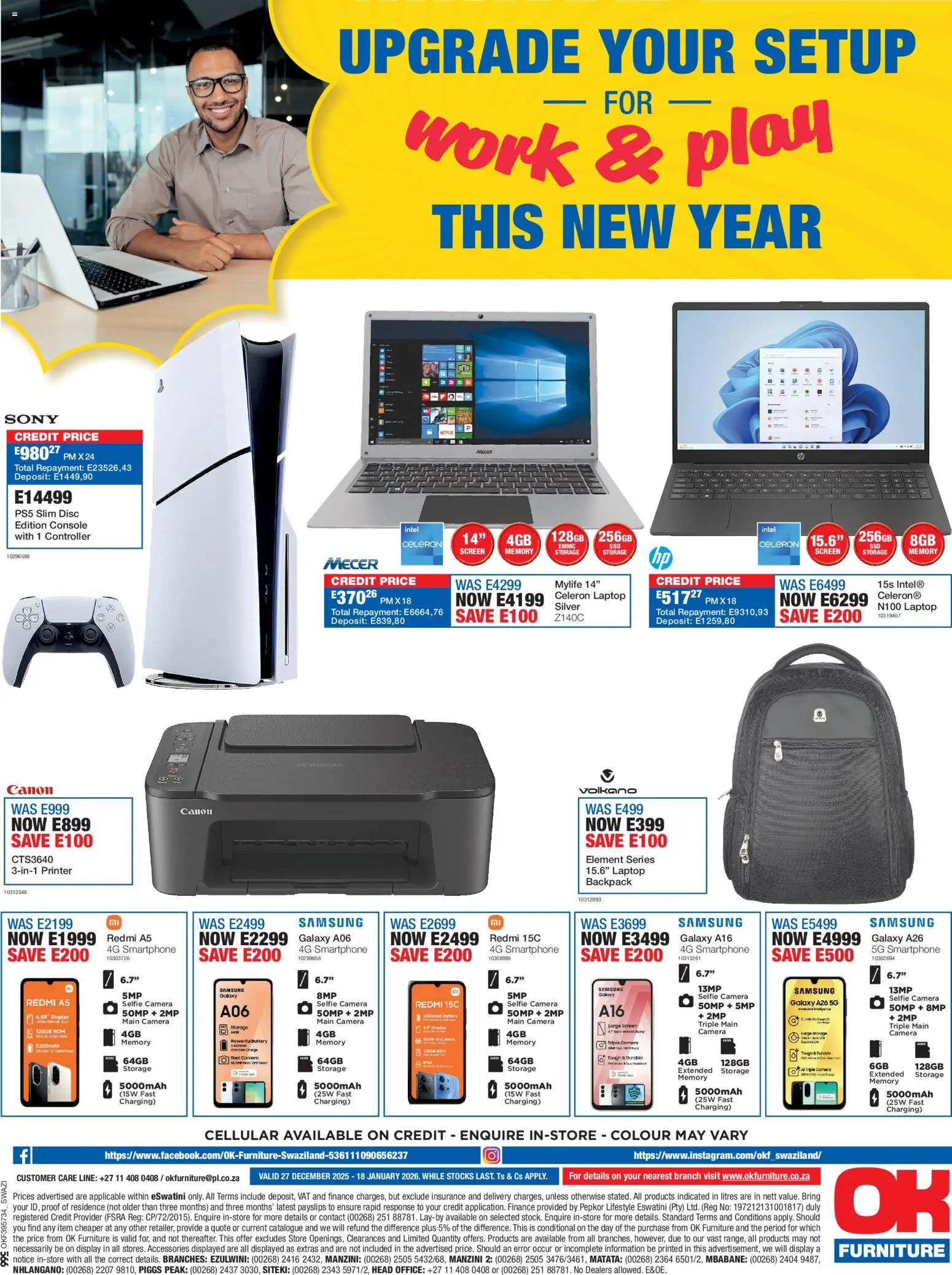 New OK Furniture catalogue – valid from 27.12.2025 | Page: 12 | Products: Smartphone, Printer, Camera, Battery